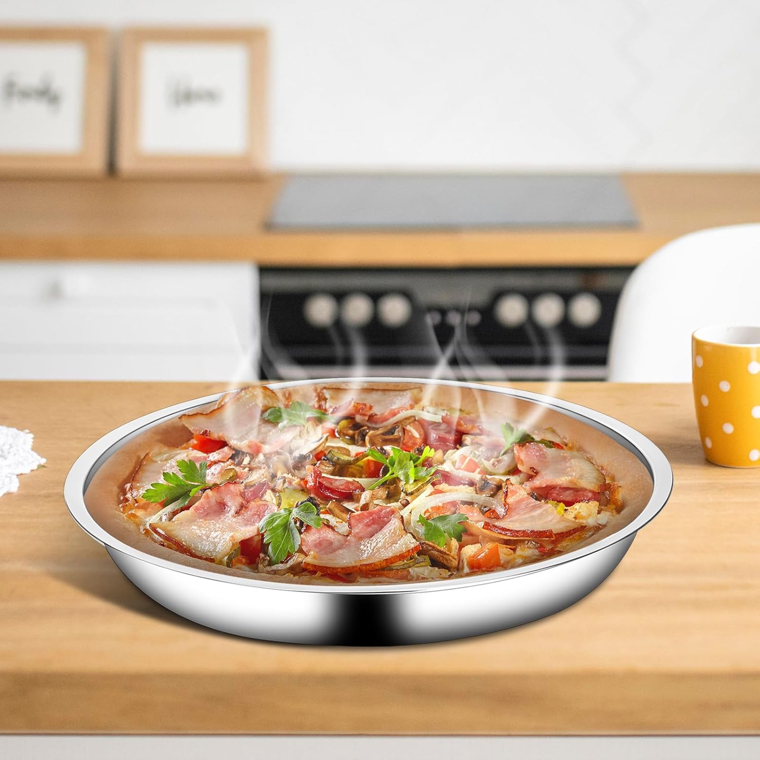 Vin Beauty 4 Pack 13 Inch Deep Dish Pizza Pan Stainless Steel Round Pizza Tray for Oven, Deep Dish Metal Stainless Steel Pie Pan Baking for Oven Cookie Cake, Dishwasher Safe - Image 3