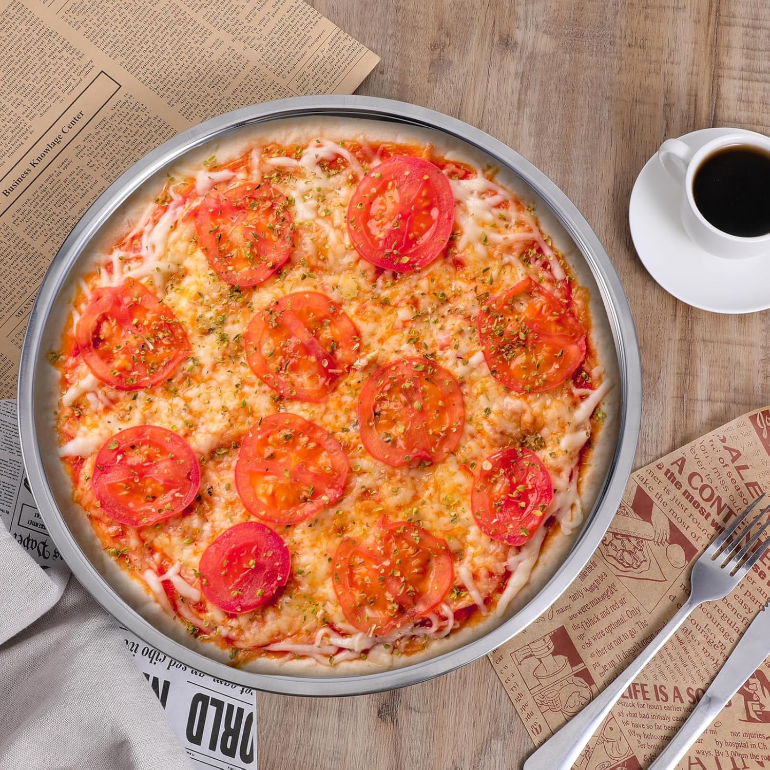 Vin Beauty 4 Pack 13 Inch Deep Dish Pizza Pan Stainless Steel Round Pizza Tray for Oven, Deep Dish Metal Stainless Steel Pie Pan Baking for Oven Cookie Cake, Dishwasher Safe - Image 4