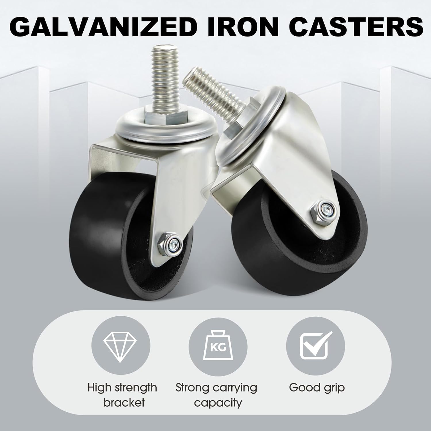 Landhoow 4 Pcs Floor Jack Casters for 3 Ton Floor Jack, Cast Iron Racing Jacks Caster Wheel with 10 mm Stem, Floors Jacks Replacement Parts, Up to 3 Tons for 1 Pair - Image 2