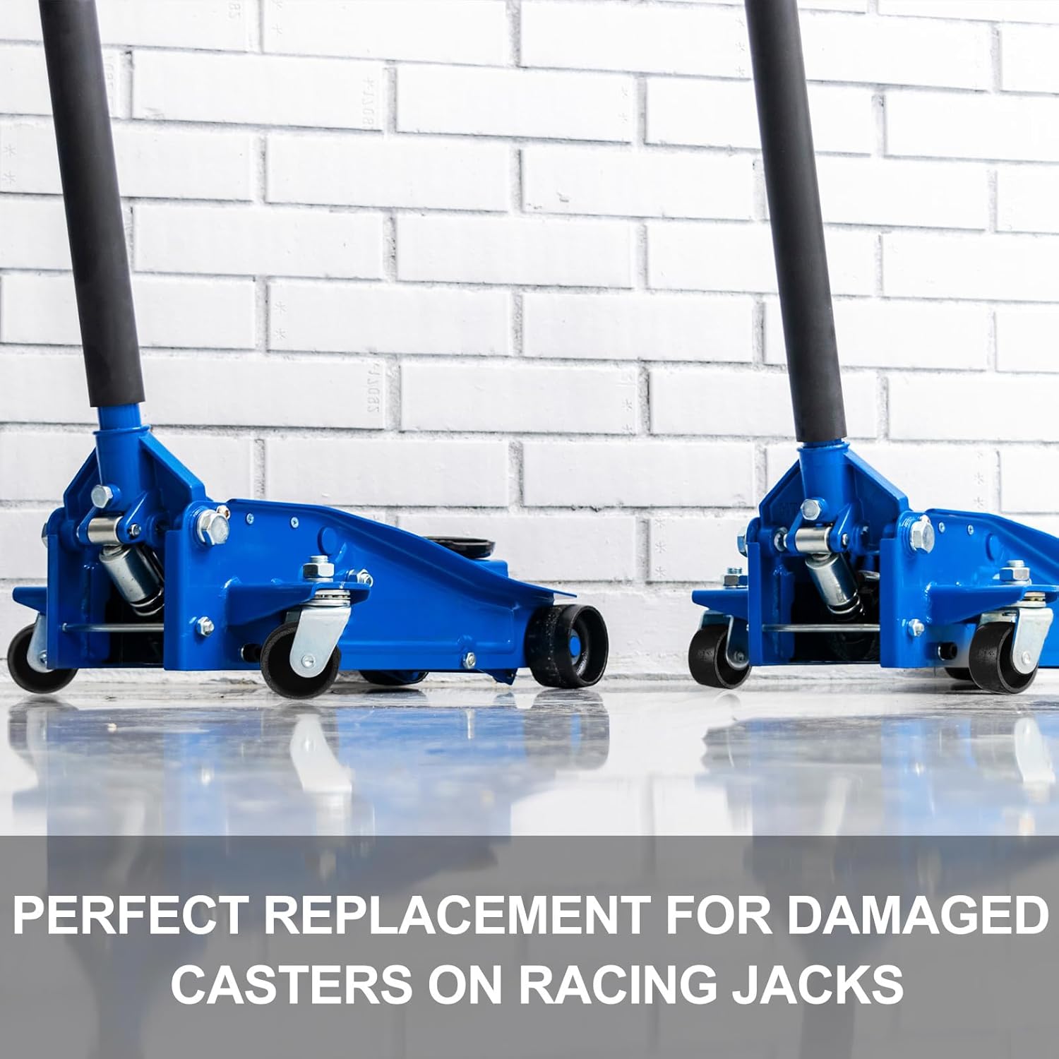 Landhoow 4 Pcs Floor Jack Casters for 3 Ton Floor Jack, Cast Iron Racing Jacks Caster Wheel with 10 mm Stem, Floors Jacks Replacement Parts, Up to 3 Tons for 1 Pair - Image 4