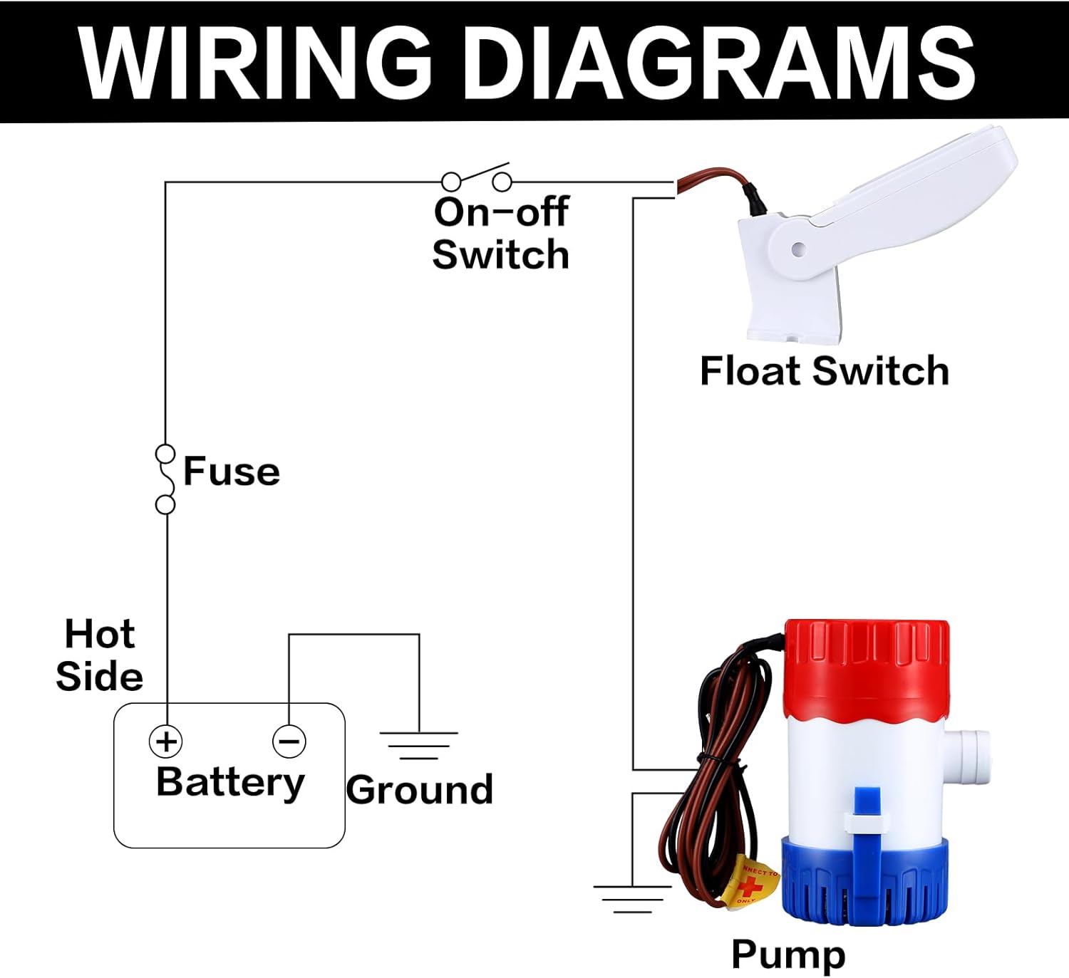 Landhoow Bilge Pump 12V with Float Switch Bilge for Boats DC 12V 24V 32V Portable Marine Electric Boat Water Pump(750 Gph) - Image 5