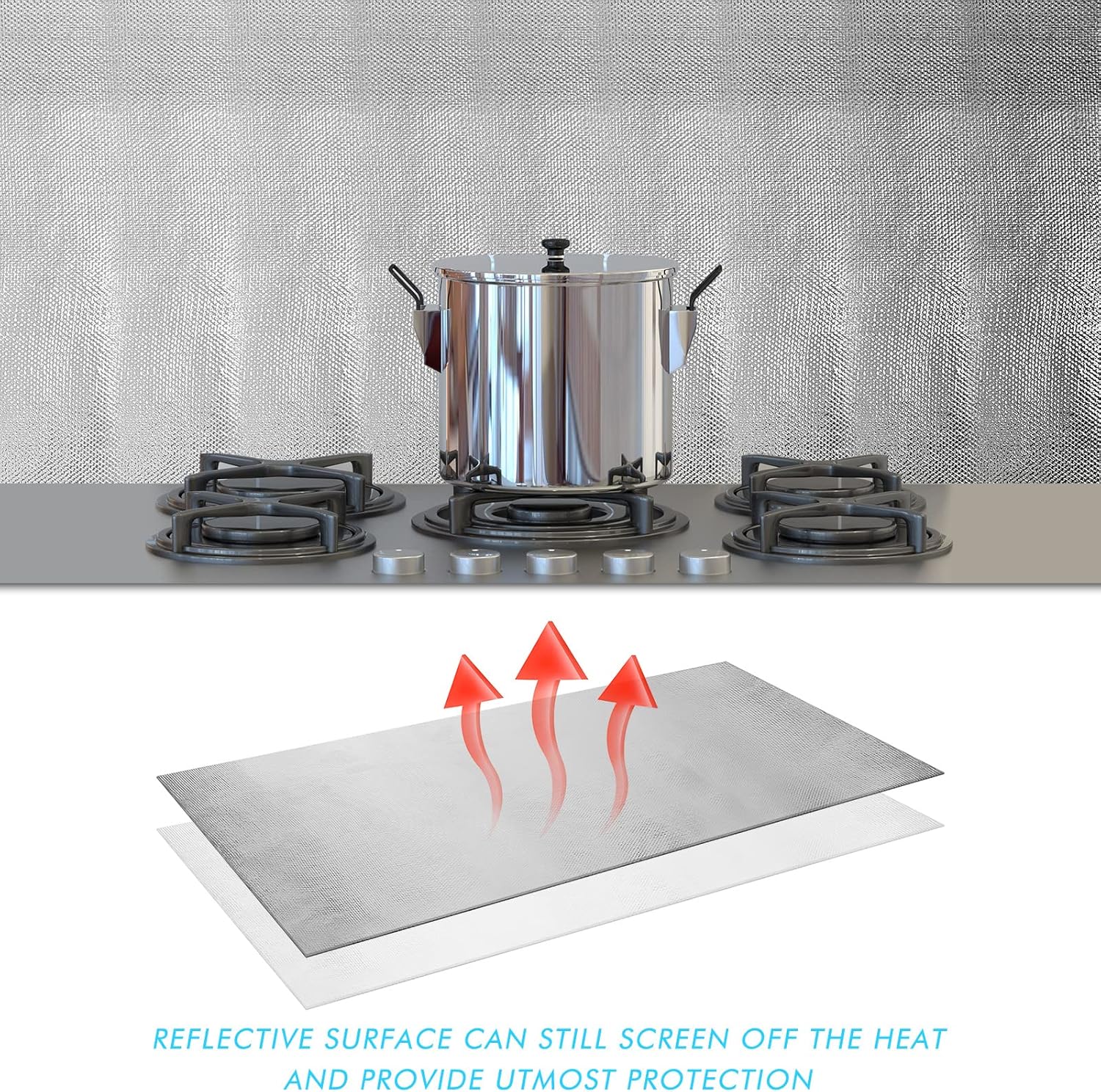 Amylove 1 Pcs 24'' x 48'' Aluminized Heat Shield Thermal Barrier Adhesive Backed Heat Blanket Wrap Fiberglass Insulation Reflective Material High Temp Protection for Exhaust Wood Fireplace Stove - Image 5