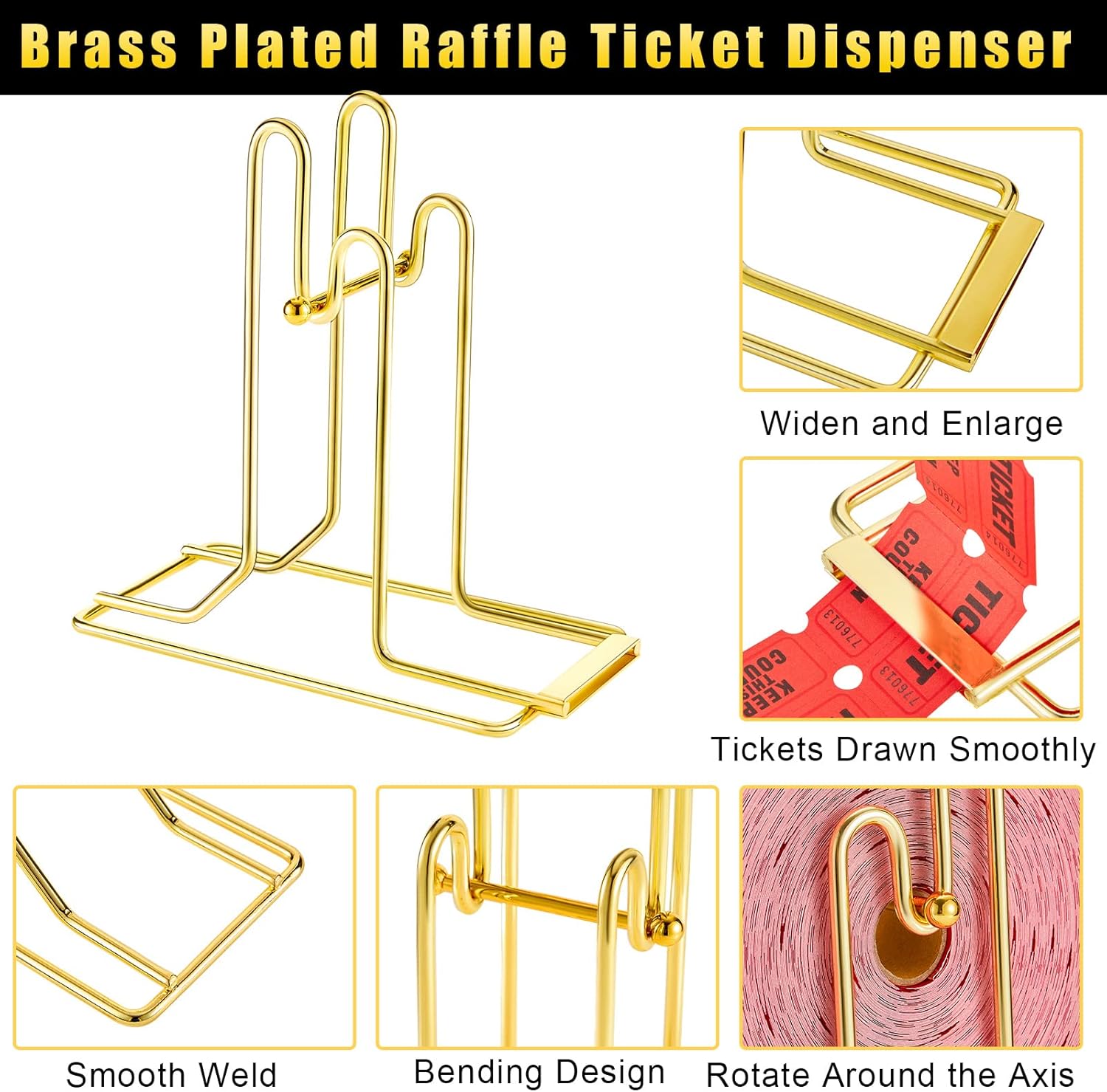 5 Pieces Raffle Ticket Dispenser Brass Ticket Roll Dispenser Raffle Drum for Single Double Roll, Sweepstakes, Charity Auctions, Trade Shows - Image 2