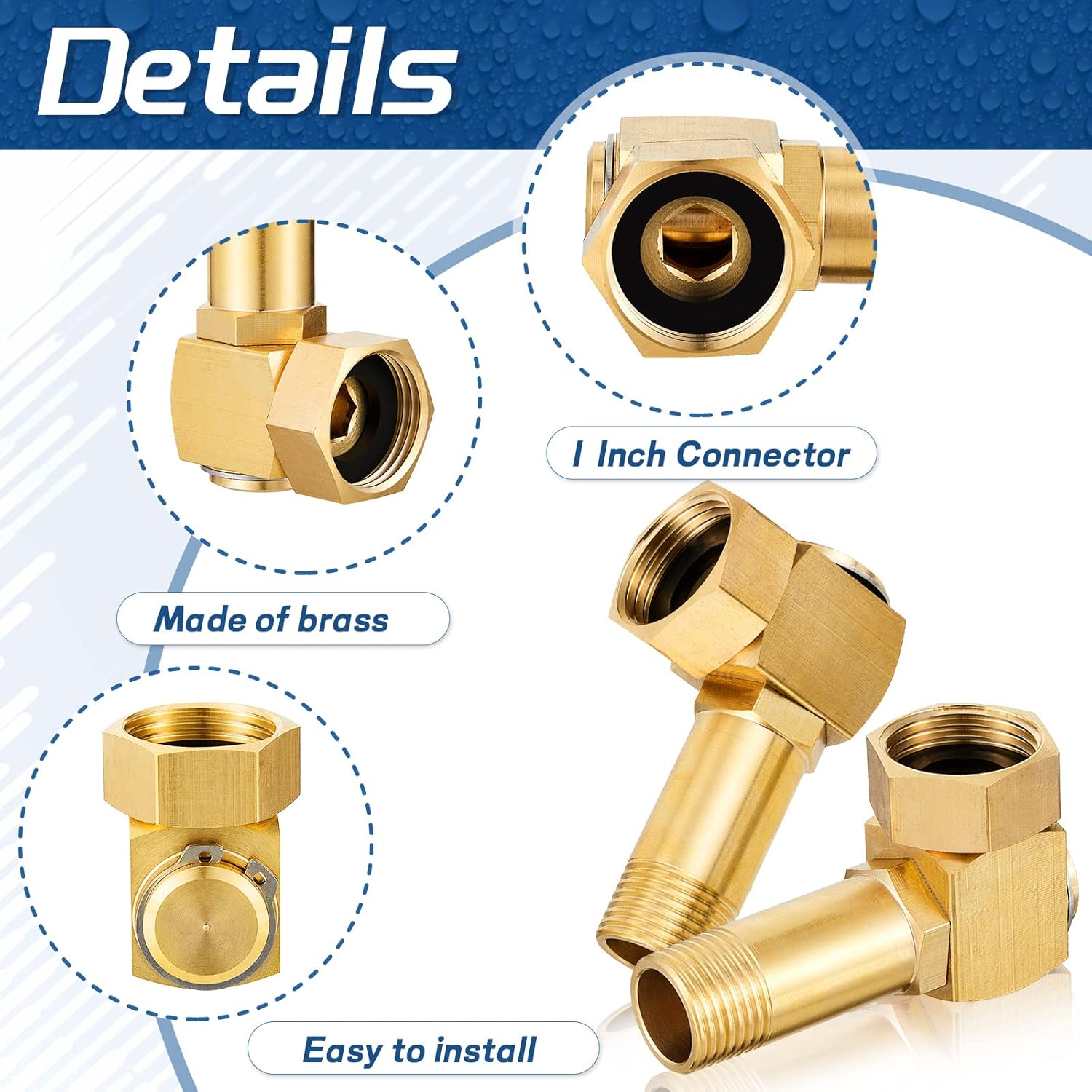 Amylove 2 Pieces Hose Reel Swivel Fittings Garden Hose Reel Replacement Parts Brass Replacement Part Swivel Hose Reel Cart Swivel Fitting for Garden Hose Adapter Hose Cart Brass Swivel Replacement - Image 2