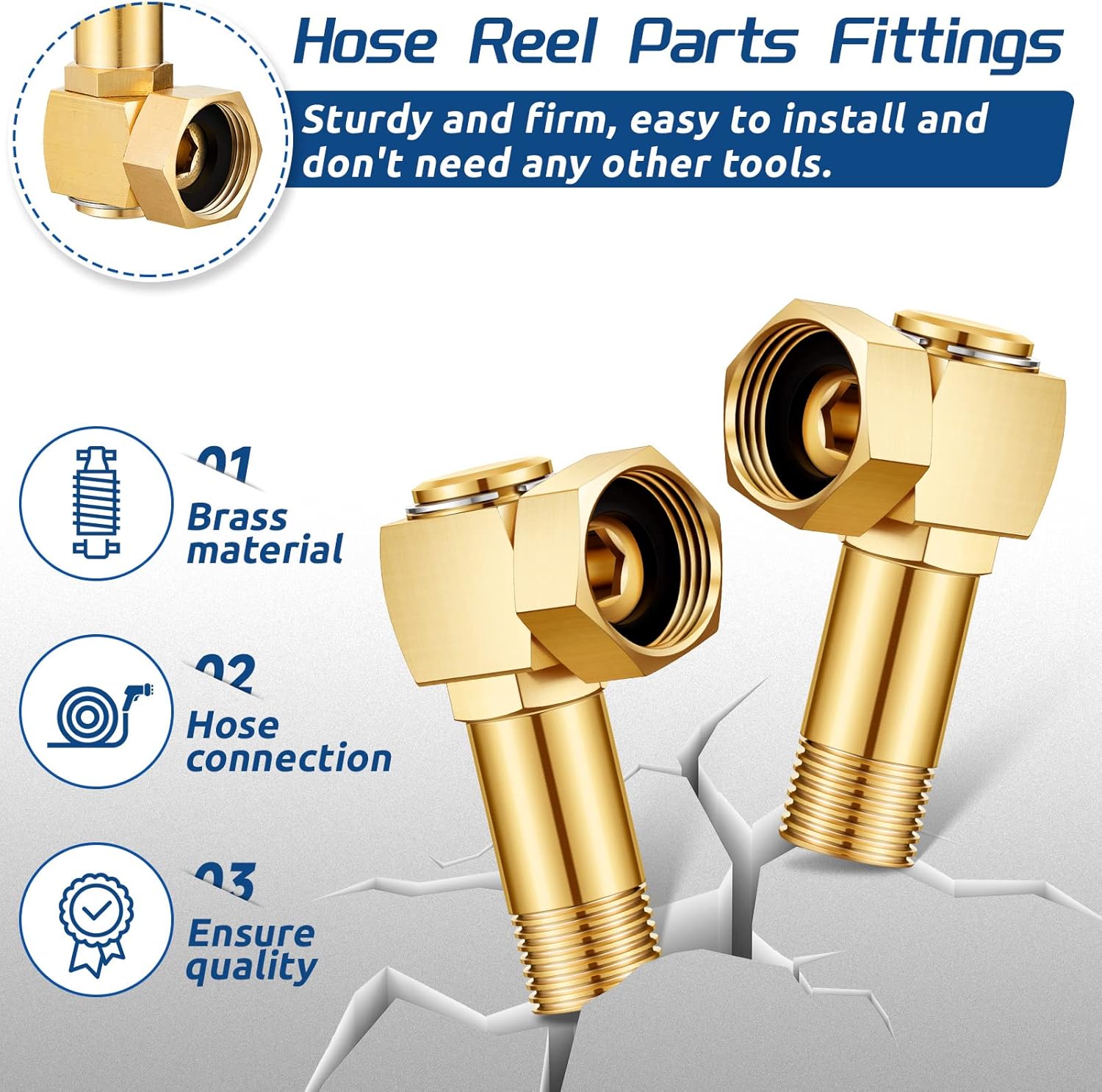 Amylove 2 Pieces Hose Reel Swivel Fittings Garden Hose Reel Replacement Parts Brass Replacement Part Swivel Hose Reel Cart Swivel Fitting for Garden Hose Adapter Hose Cart Brass Swivel Replacement - Image 3