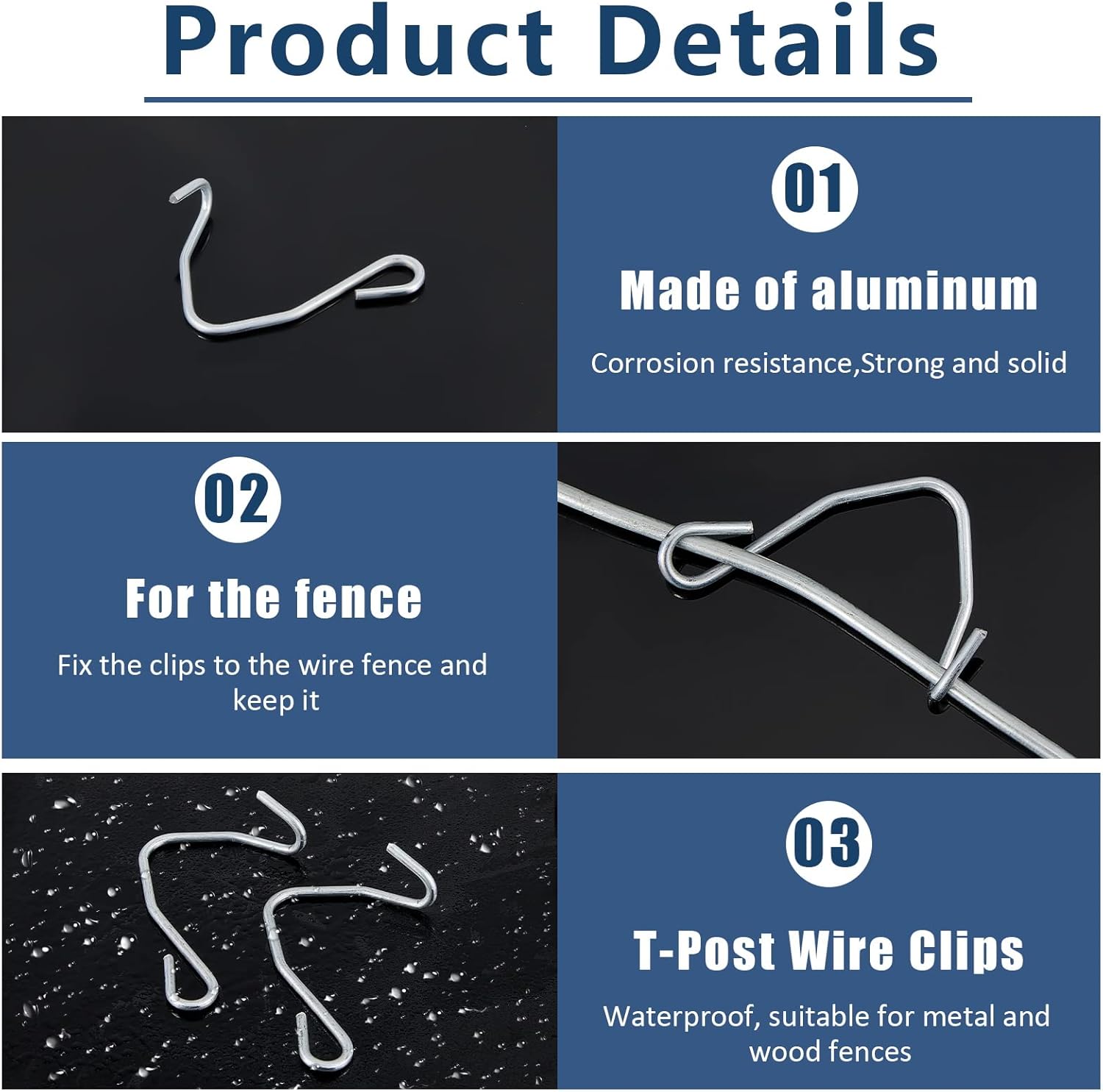 300 Pieces T Post Wire Clips T Post Clips T Post Fence Clips Fencing Clips for Securing Galvanized Steel Fence Clips for Barbed Wire Garden Farm Highway Sport Fences - Image 2