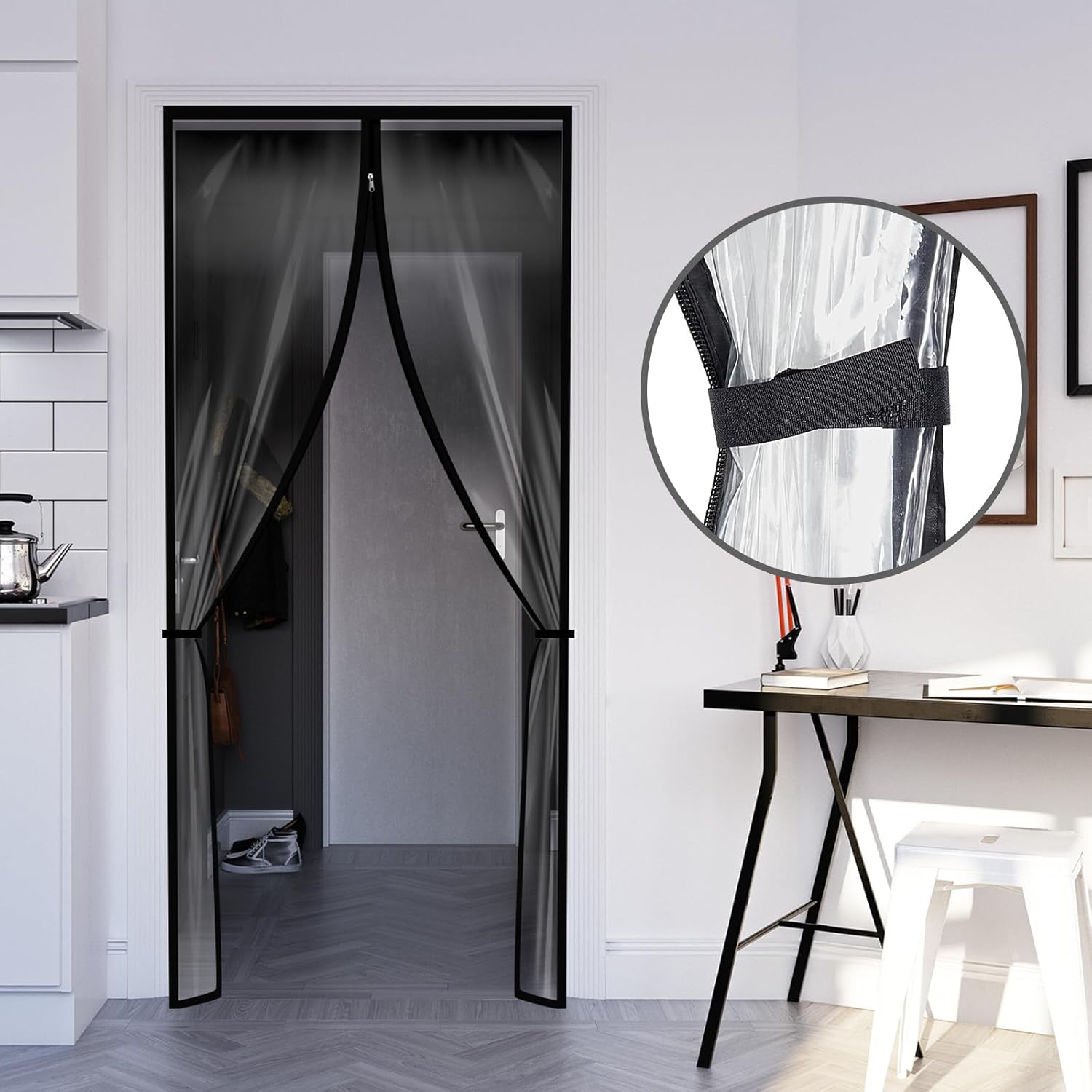 Amylove Zipper 60 x 102 Inch Dust Barrier Door Kit Construction Door Barrier 5 x 8.5 ft Reusable Plastic Curtain Cover Containment Standard Doorway Temporary Wall Screen Sheeting for Bathroom Hallway - Image 5