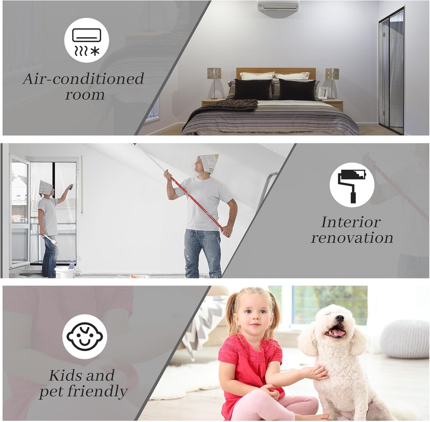 Amylove Zipper 60 x 102 Inch Dust Barrier Door Kit Construction Door Barrier 5 x 8.5 ft Reusable Plastic Curtain Cover Containment Standard Doorway Temporary Wall Screen Sheeting for Bathroom Hallway - Image 6