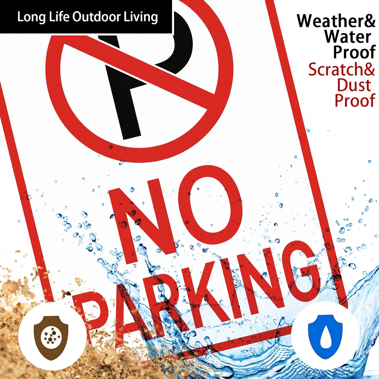 Amylove 6 Pcs No Parking Signs with Symbol, 14 x 10 Inches Reflective Rust Free Aluminum Sign, UV Protected, Weather Resistant, Waterproof, Durable Ink, Easy to Mount - Image 2