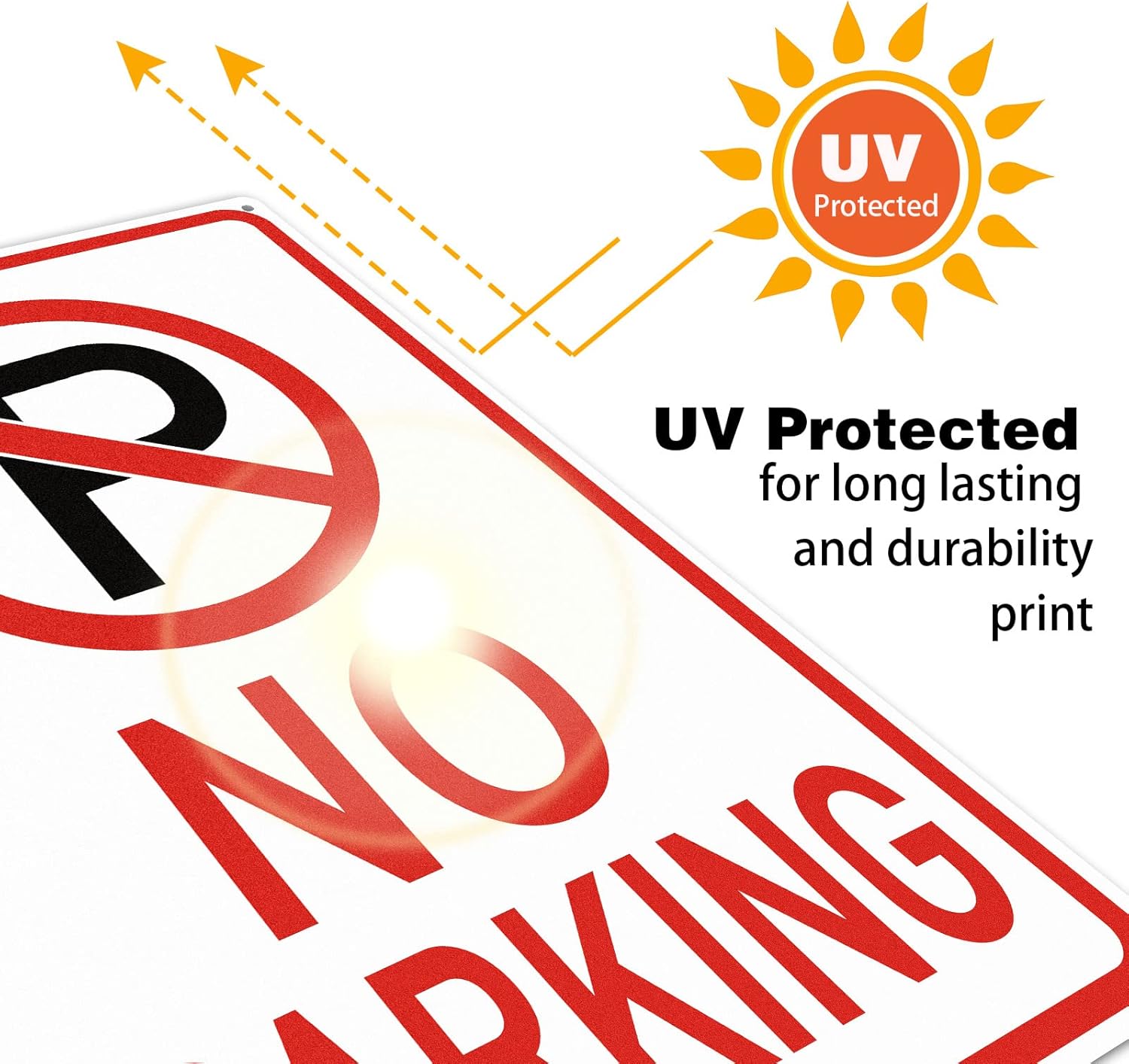 Amylove 6 Pcs No Parking Signs with Symbol, 14 x 10 Inches Reflective Rust Free Aluminum Sign, UV Protected, Weather Resistant, Waterproof, Durable Ink, Easy to Mount - Image 3