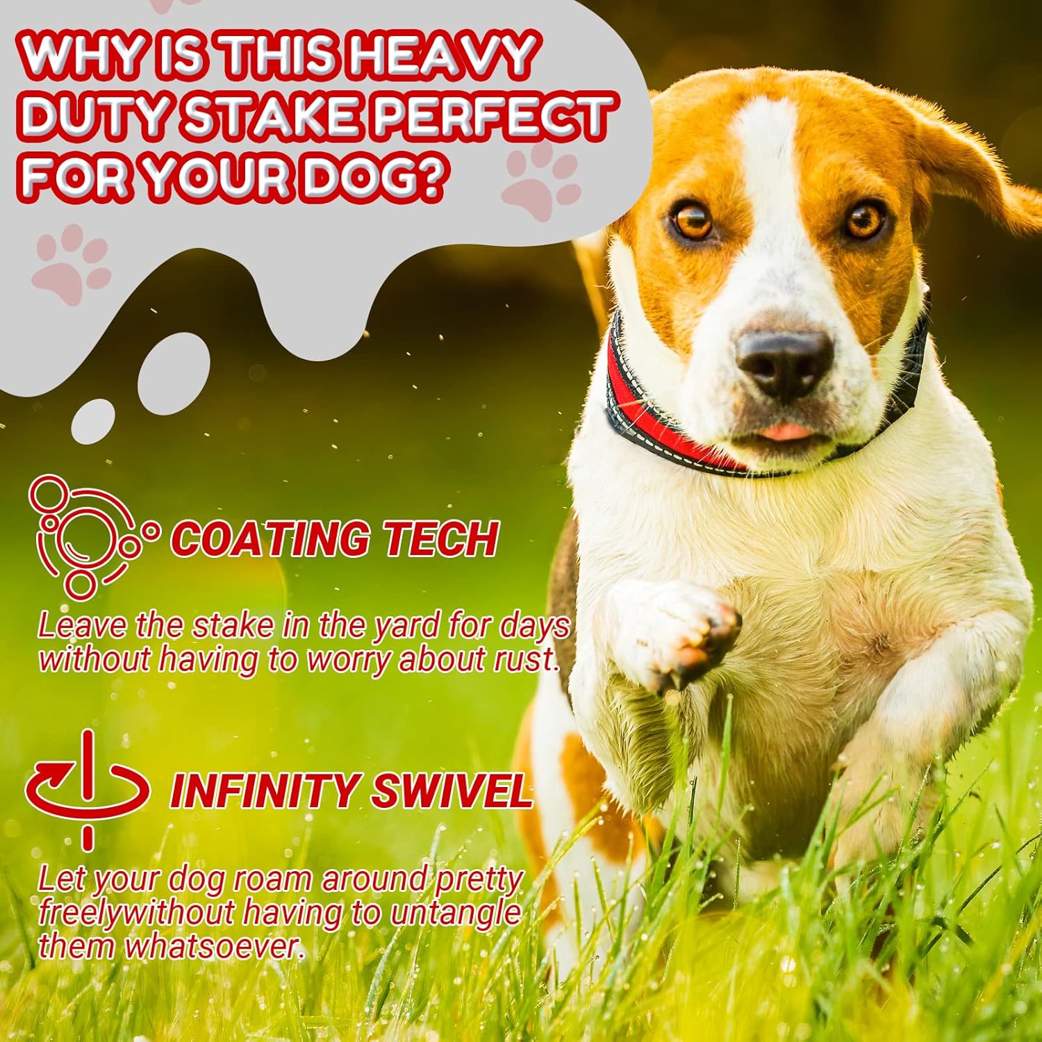 Amylove 2 Set Dog Tie Out Cable and Stake - 30ft Leash Chain, 16