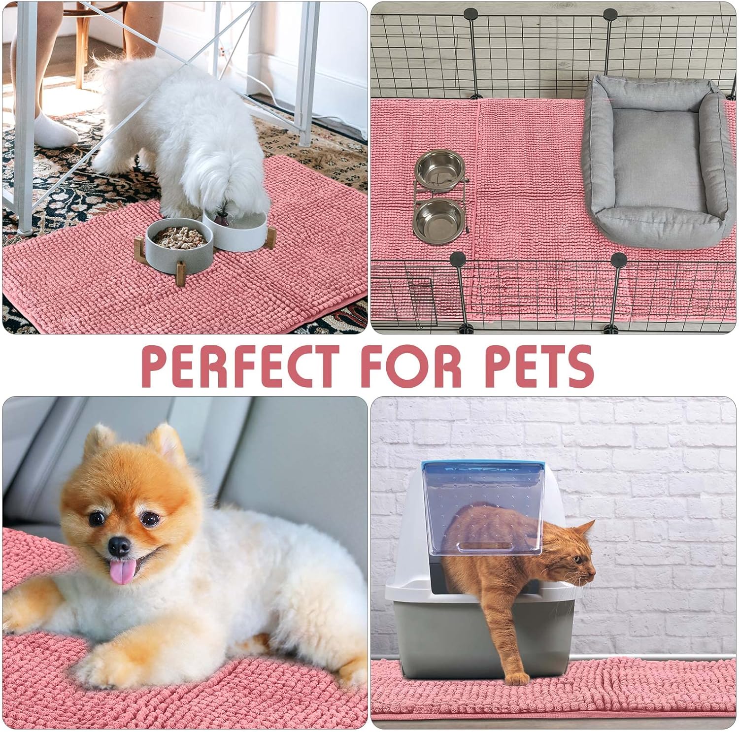 Amylove 4 Pcs Guinea Pig Cage Liner Washable Fleece Pee Pads Pet Dog Cat Bedding Training Mat for Small Animal Guinea Pig Puppy Bunny Hamster(16 x 24 Inch,Rectangular,Pink) - Image 3
