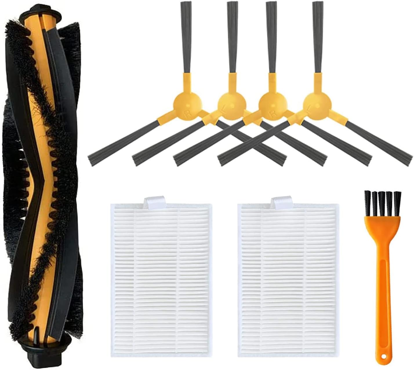 Replacement Parts for iHome AutoVac Eclipse/Eclipse G Robot Vacuum Spare Accessories, 1 Main Roller Brush,4 Side Brushes, 2 Hepa Filters - Image 1