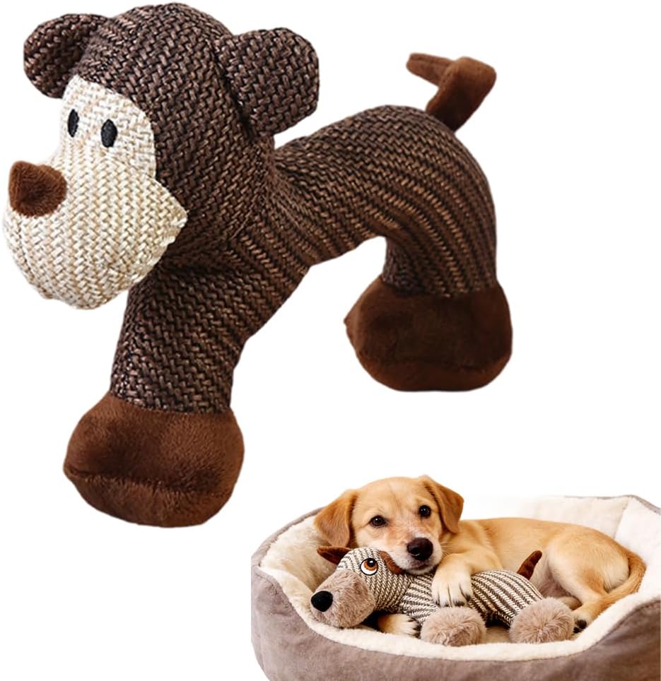 Indestructible Dog Toys for Aggressive Chewers, Durable Squeaky Plush Large Medium Small Dogs, Tough Chew with Interactive Sounds Puppy Anxiety Relief (Cartoon Brown Bear) Cartoon Bear - Image 1