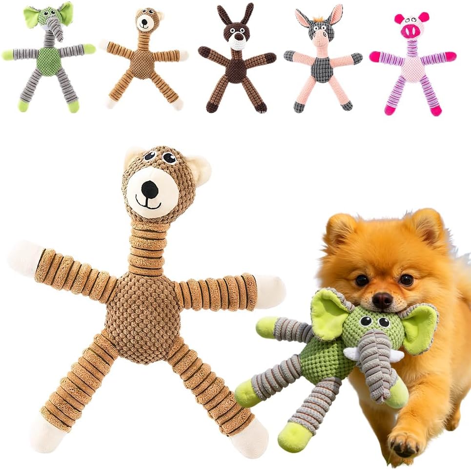 Linen Safari Companions Dog Toys, Durable Toy with Squeaker for Small Medium Large Dogs, Chew Resistant Animal Shaped Toys Aggressive Chewers Puppy Anxiety Relief (Elephant) Elephant - Image 1