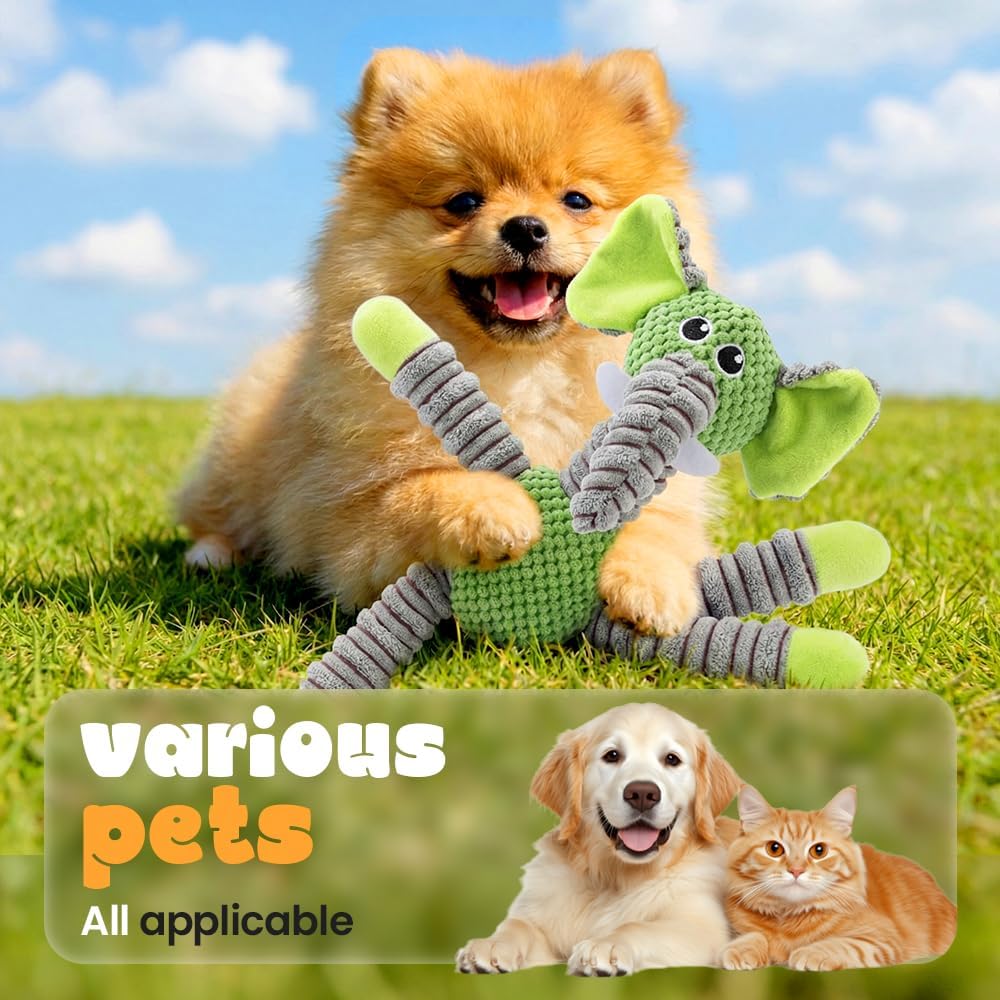 Linen Safari Companions Dog Toys, Durable Toy with Squeaker for Small Medium Large Dogs, Chew Resistant Animal Shaped Toys Aggressive Chewers Puppy Anxiety Relief (Elephant) Elephant - Image 5