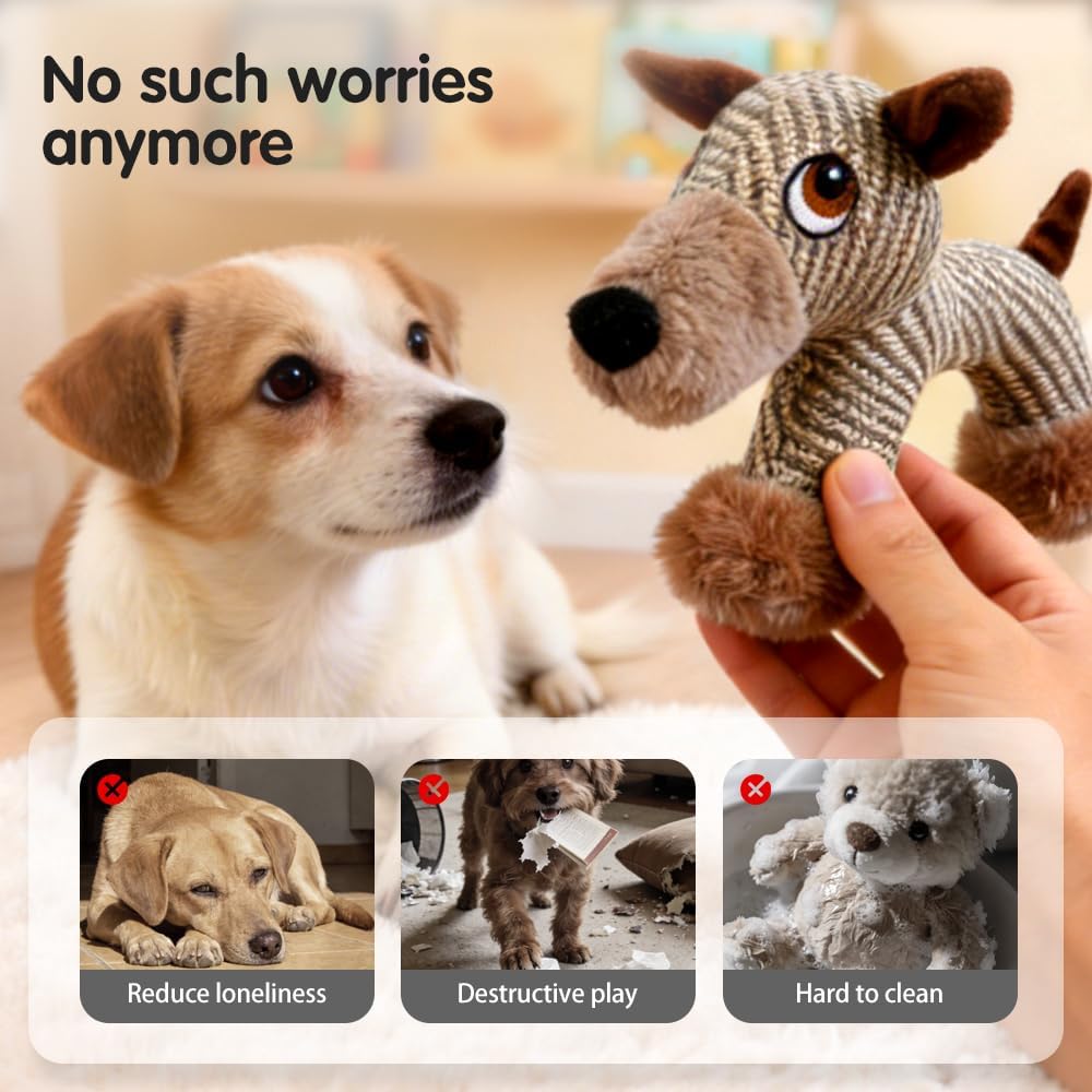 Indestructible Plush Dog Toy for Aggressive Chewers, Boredom Relief Squeaker Chew with Double Fabric, Durable Crocodile Teething Large Medium Small Dogs (Blue) Blue - Image 3