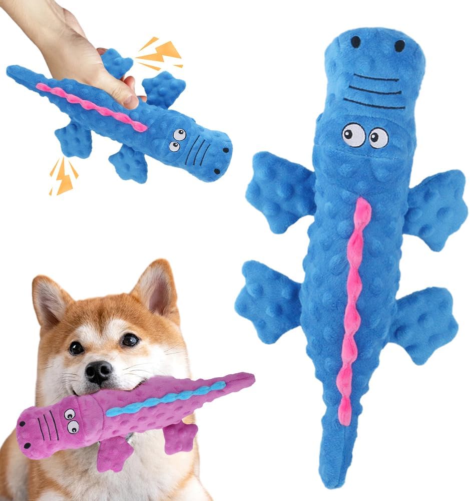 Interactive Dog Toys, 2026 New Cute Squeaky Chew Toys for Dogs, Durable Soft Plush with Squeaker Aggressive Chewers Small Medium Large Breed Dogs (Blue) Blue - Image 1