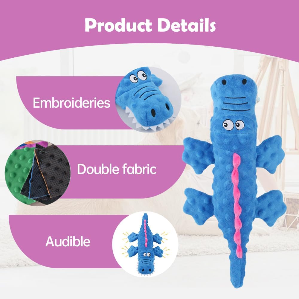 Interactive Dog Toys, 2026 New Cute Squeaky Chew Toys for Dogs, Durable Soft Plush with Squeaker Aggressive Chewers Small Medium Large Breed Dogs (Blue) Blue - Image 3