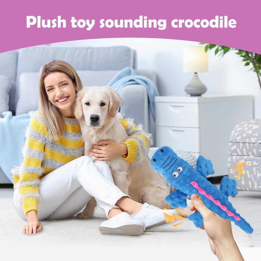 Interactive Dog Toys, 2026 New Cute Squeaky Chew Toys for Dogs, Durable Soft Plush with Squeaker Aggressive Chewers Small Medium Large Breed Dogs (Blue) Blue - Image 5
