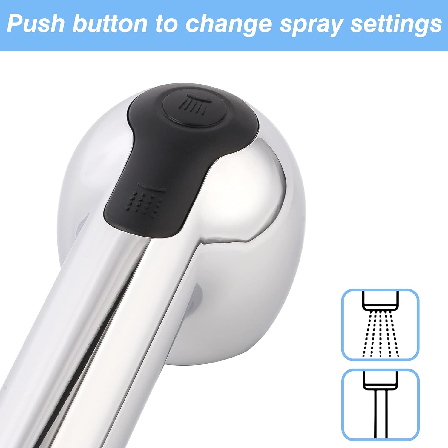 Pull Out Sink Sprayer Head Replacement, 2 Function Kitchen Sink Faucet Head, G1/2 or 13/16 Inch Thread Faucet Head Kitchen Tap Sprayer Spout, Chrome - Image 7