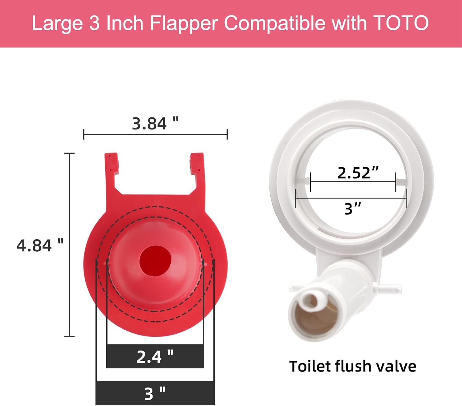 2 Pack Large 3-Inch Toilet Flapper Replacement Compatible with TOTO flapper Model G-Max, THU138S, THU175S and THU331S- Oversized Sealing and Easy to Install - Image 2