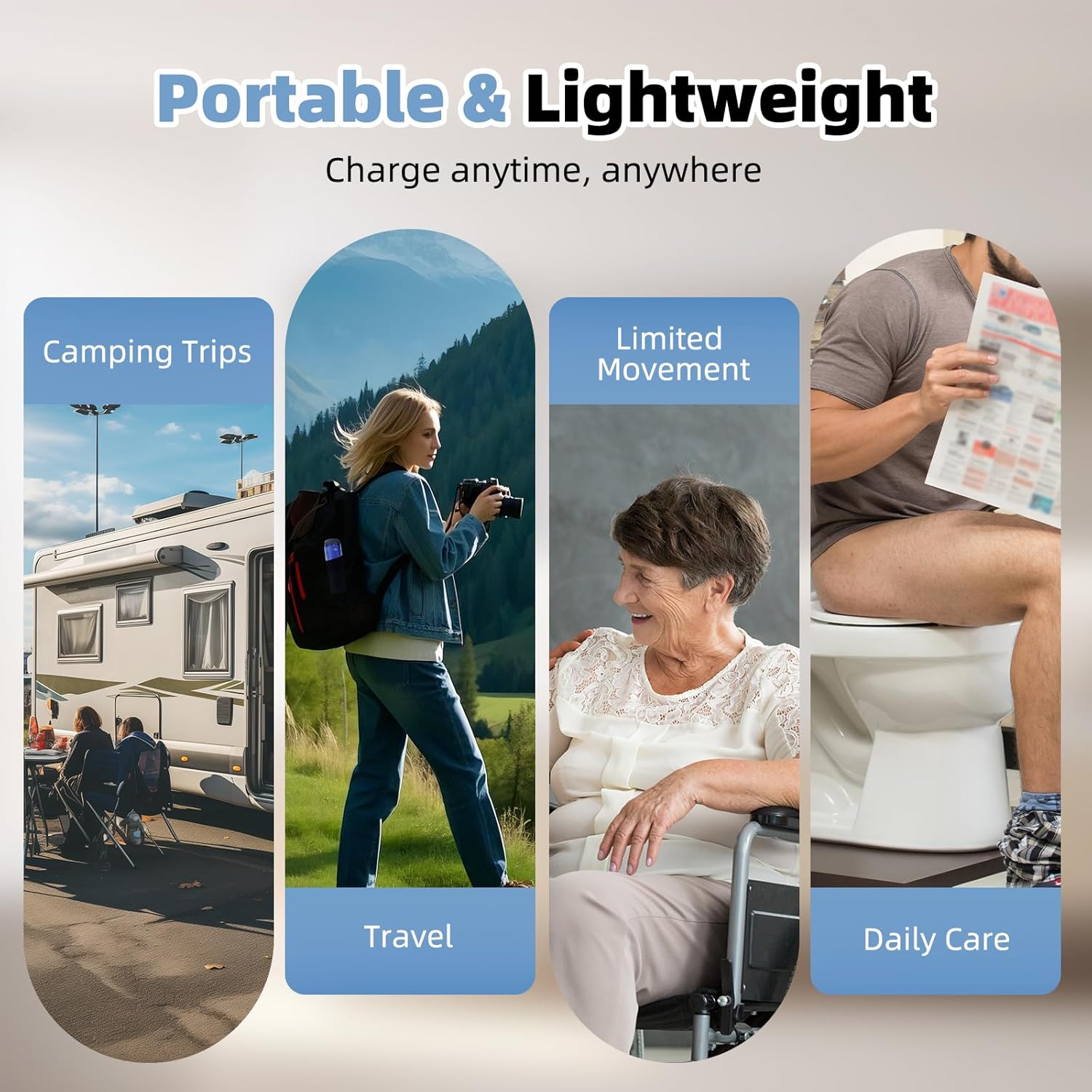 Portable Bidet for Travel, High Pressure Handheld Electric Sprayer, Rechargeable Travel Bidet for Women & Men, Personal Hygiene Cleaning, Soothing Postpartum Care, Blue - Image 6