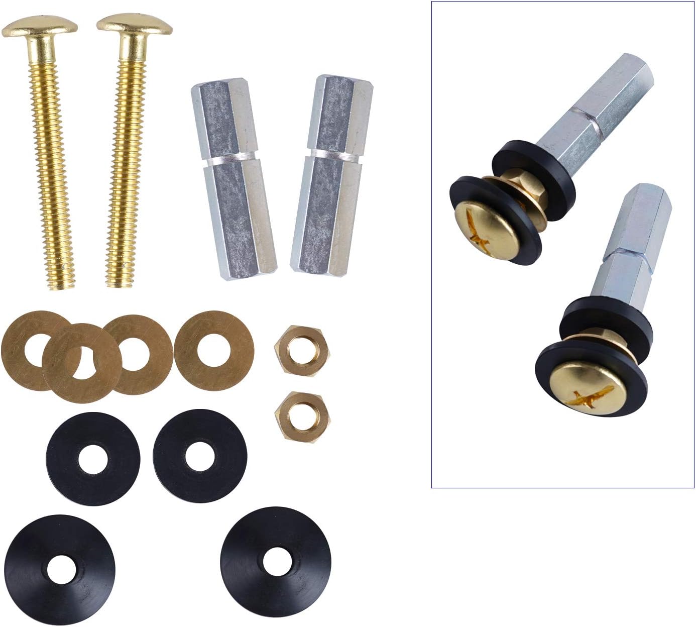 2 Pack Toilet Tank to Bowl Bolt Kits, Heavy Duty Bolts Toilet Bolts for Tank Solid Brass with Extra Long Nuts Easy to Install and Double Gaskets for Fastening - Image 5