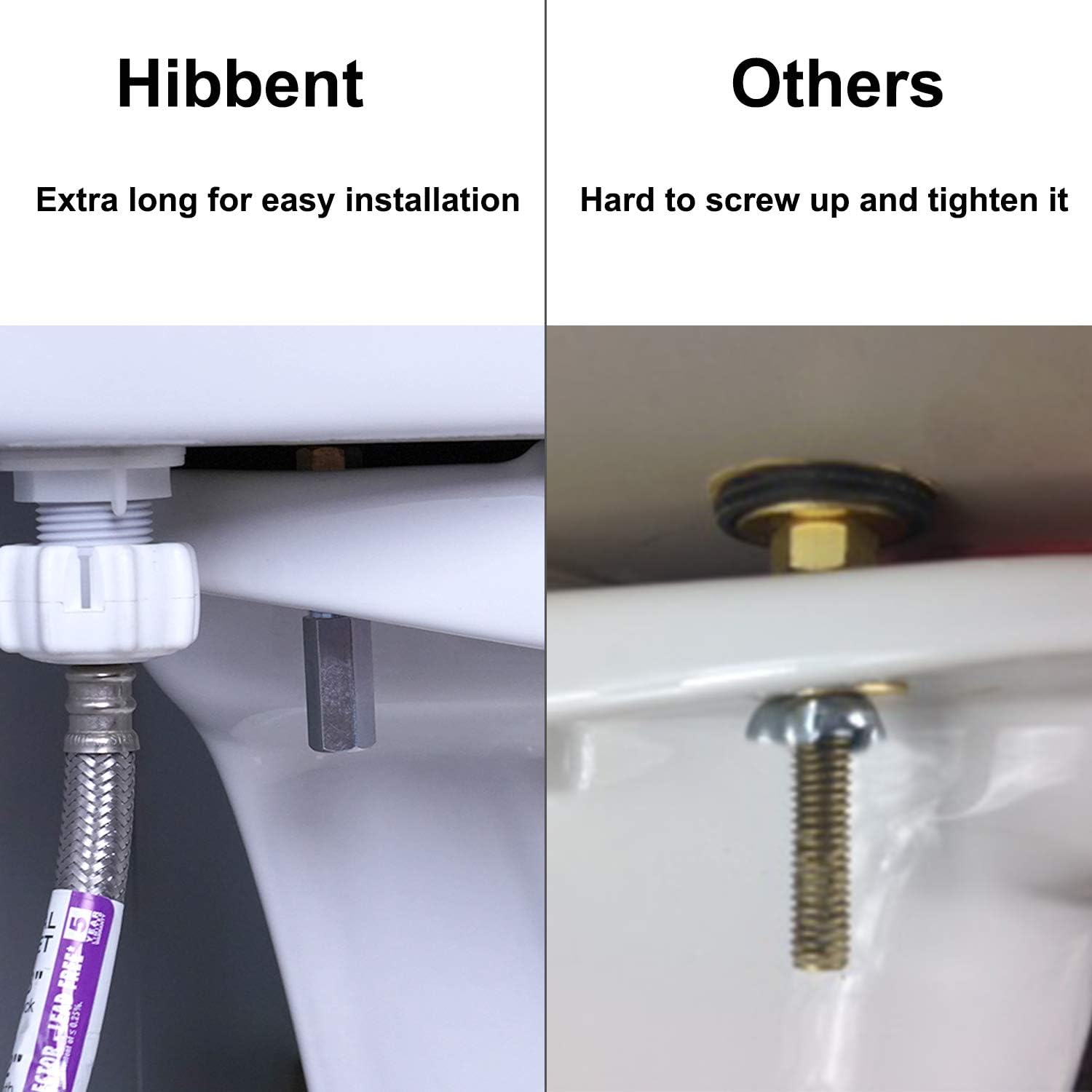 2 Pack Toilet Tank to Bowl Bolt Kits, Heavy Duty Bolts Toilet Bolts for Tank Solid Brass with Extra Long Nuts Easy to Install and Double Gaskets for Fastening - Image 6