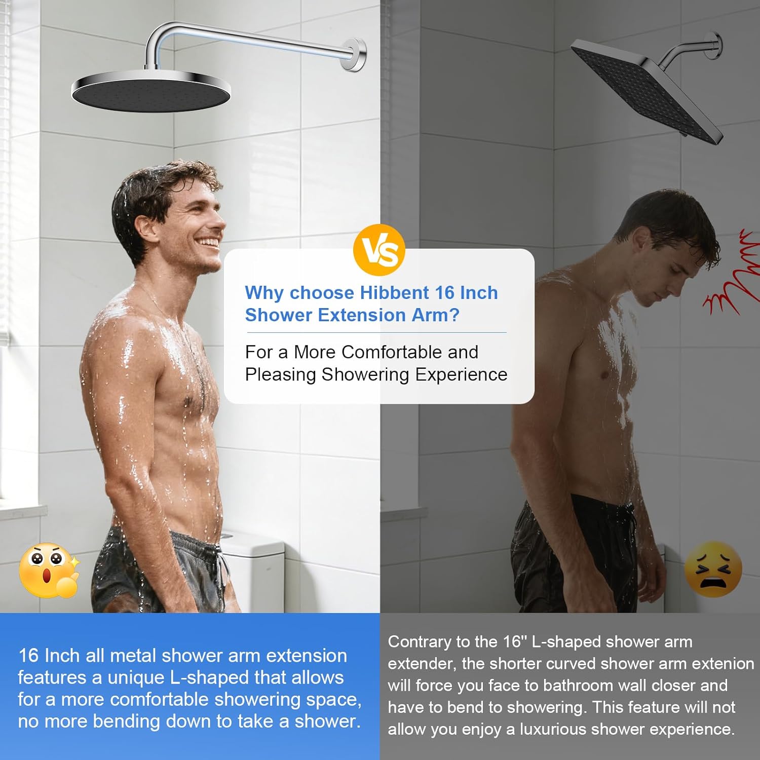 16 Inch All Metal Shower Extension Arm, Extra Long Extender with Flange, Stainless Steel Rainfall Shower Arm Water Outlet, Wall Mounted Shower Head Extender, Chrome - Image 6