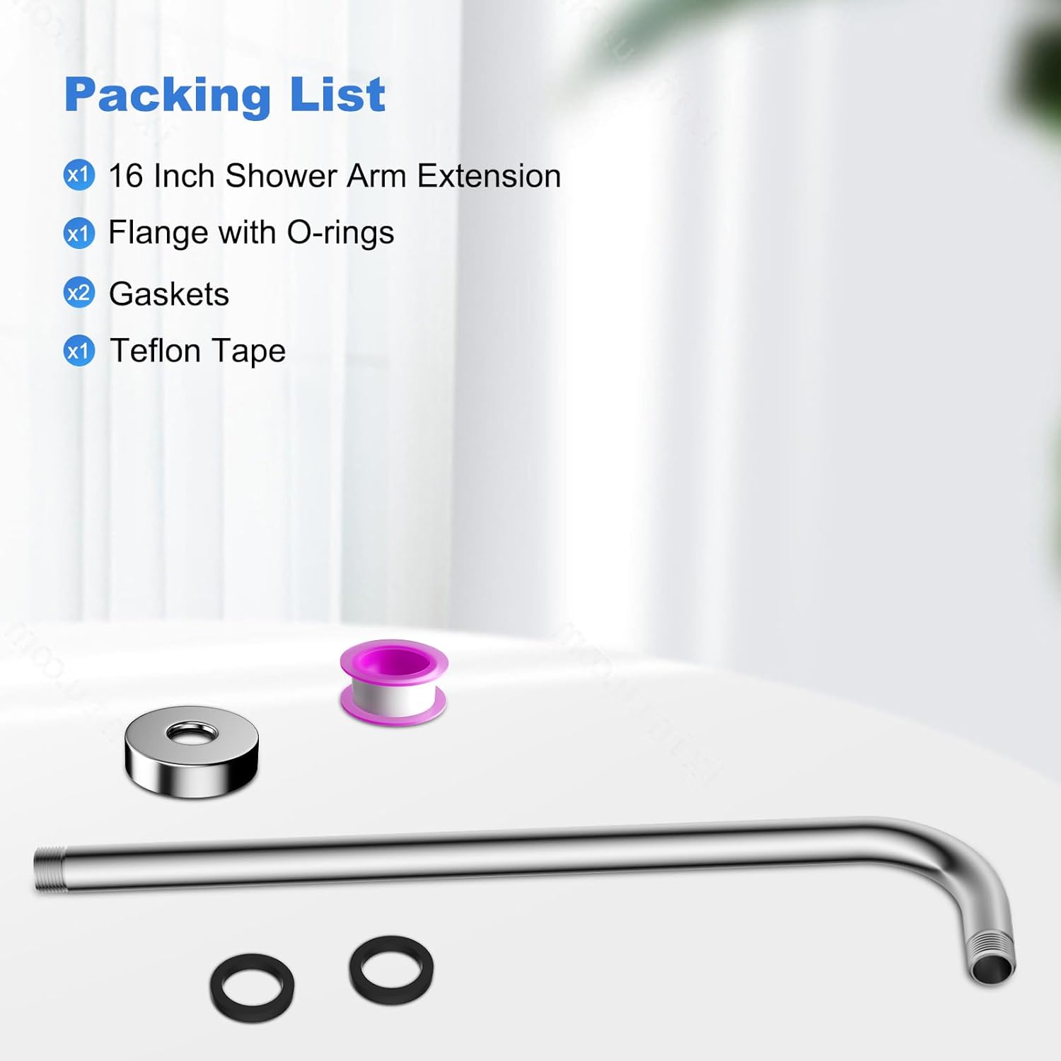 16 Inch All Metal Shower Extension Arm, Extra Long Extender with Flange, Stainless Steel Rainfall Shower Arm Water Outlet, Wall Mounted Shower Head Extender, Chrome - Image 7
