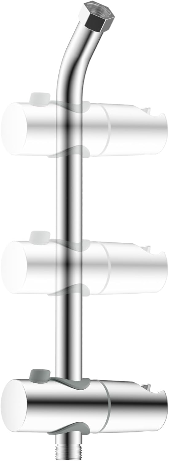 Shower Slide Bar with Handheld Shower Head Holder, Stainless Steel Shower Arm Extension Sliding Bar, Height & Angle Adjustment Showerhead Holder, Chrome - Image 1