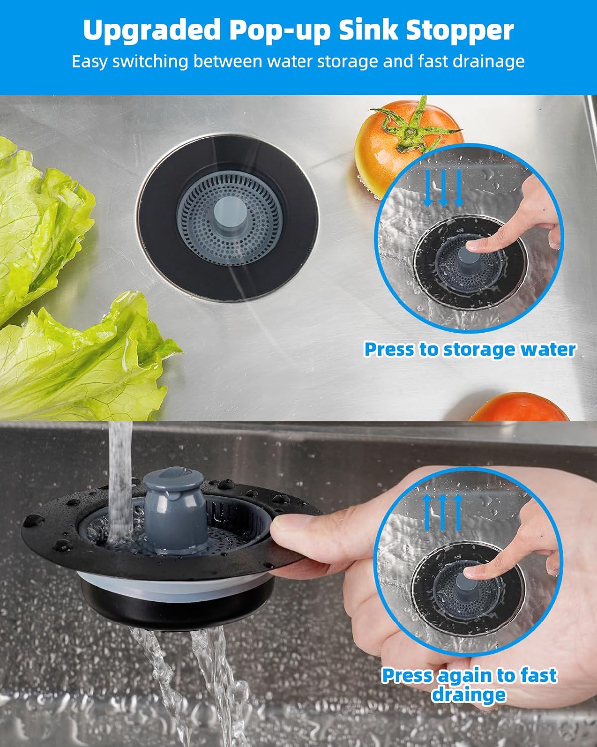 Upgraded 3 in 1 Bathroom & Kitchen Sink Drain Strainer - Image 8