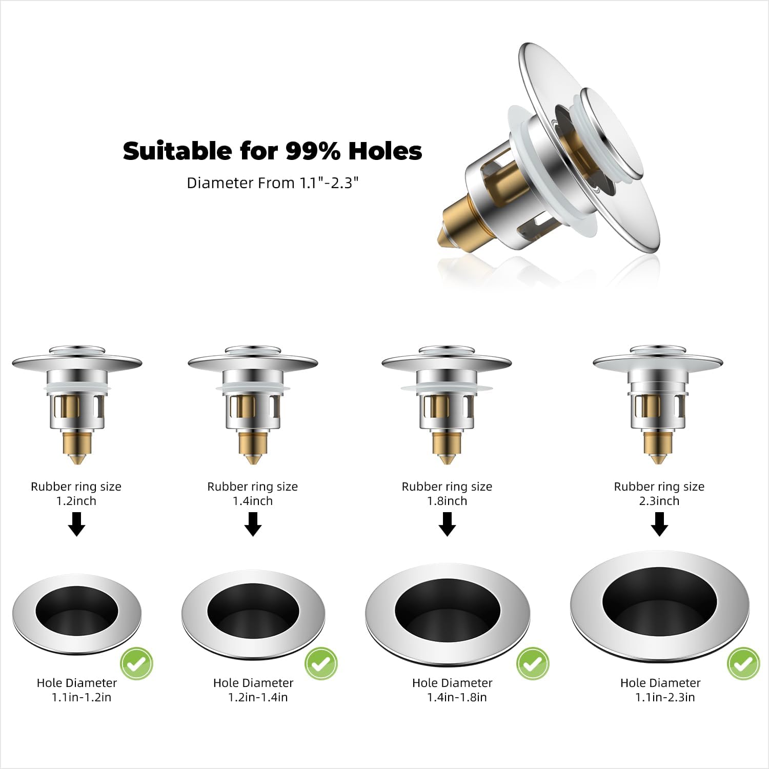 Upgraded 3 in 1 Bathroom Sink Drain Strainer - Image 8