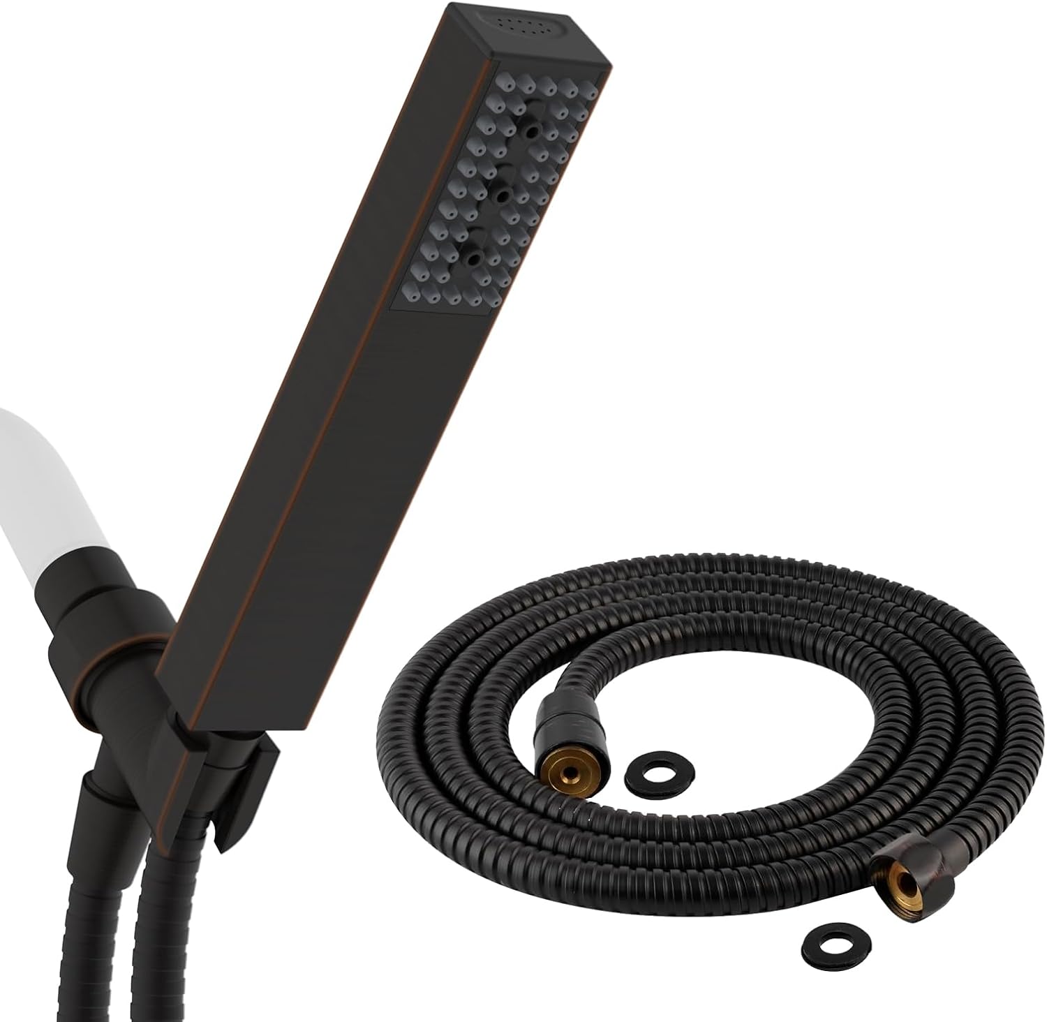 All Metal 90 Inch Stainless Steel Extra Long Shower Hose Replacement, 4 Spray Handheld Showerhead Set, Anti-Twist Handheld Shower Head Hose Extension - Image 1