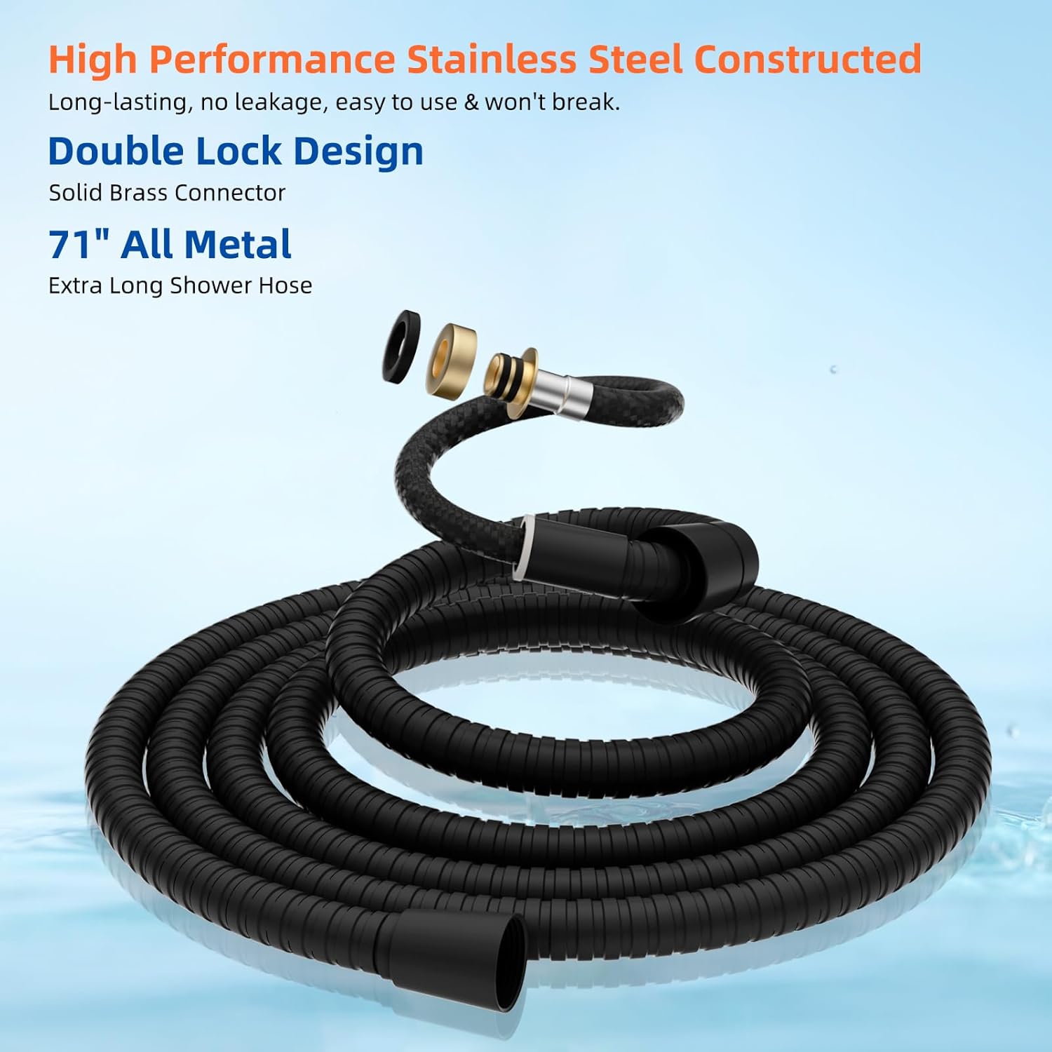 All Metal 90 Inch Stainless Steel Extra Long Shower Hose Replacement, 4 Spray Handheld Showerhead Set, Anti-Twist Handheld Shower Head Hose Extension - Image 8