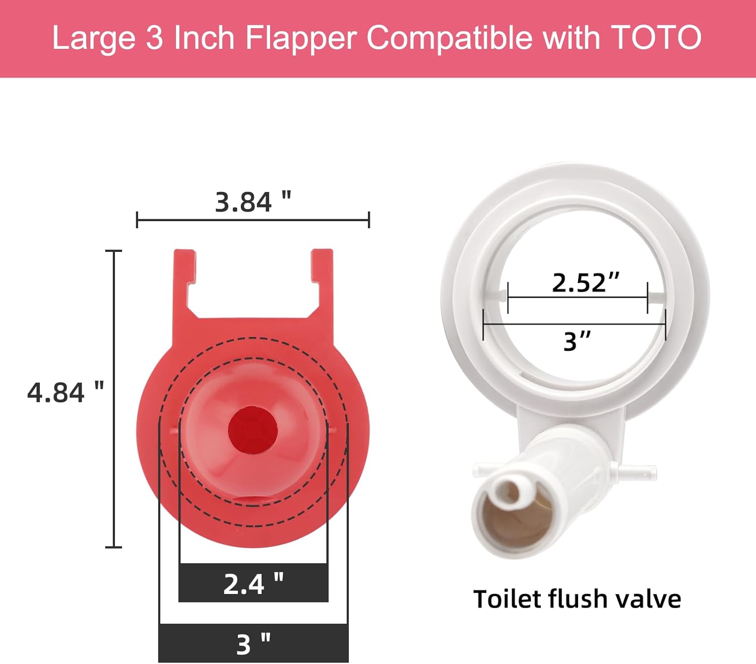 2 Pack Large 3-Inch Toilet Flapper with Toilet Handle Replacement Compatible with TOTOTHU004-CP Trip Lvr - Image 2