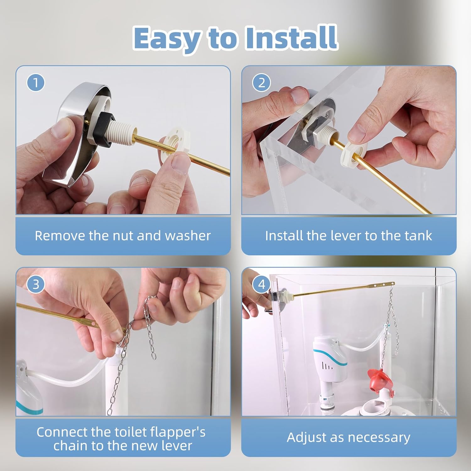 Large 3-Inch Toilet Flapper with Toilet Handle Replacement Compatible with TOTOTHU004-CP Trip Lvr - Image 7