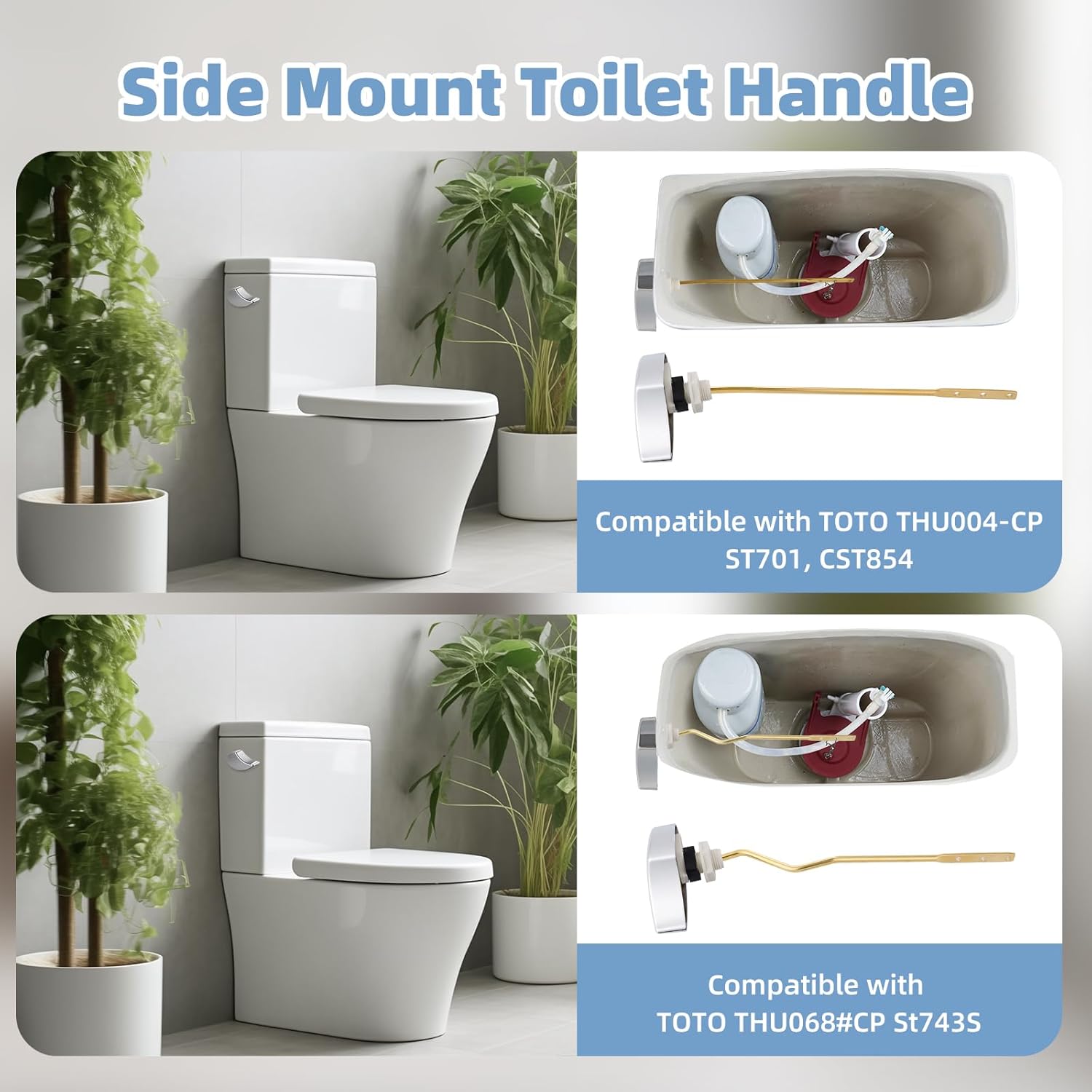 Large 3-Inch Toilet Flapper with Toilet Handle Replacement Compatible with TOTOTHU004-CP Trip Lvr - Image 8