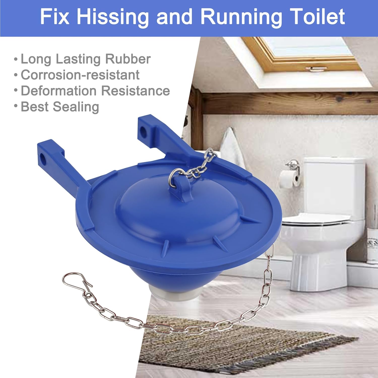 2 Pack Large 3-Inch Toilet Flapper with Toilet Handle Replacement Compatible with TOTOTHU004-CP Trip Lvr - Image 3