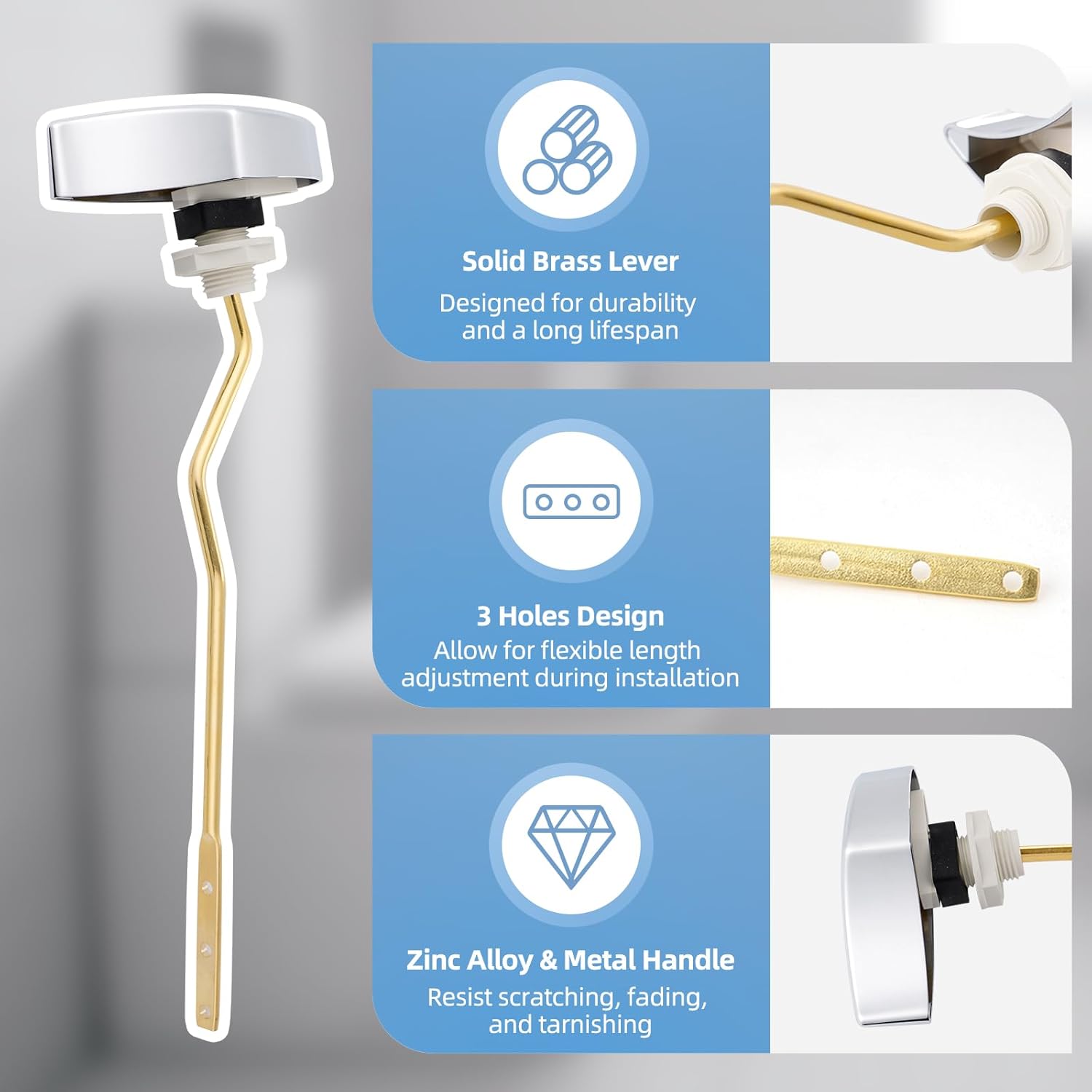 Large 3-Inch Toilet Flapper with Toilet Handle Replacement Compatible with TOTO THU068#CP Trip Lvr - Image 5