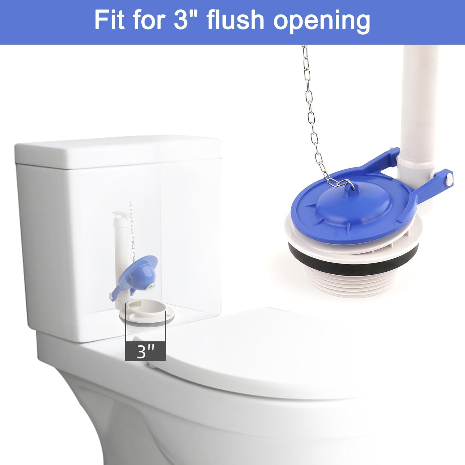 2 Pack Large 3-Inch Toilet Flapper with Toilet Handle Replacement Compatible with TOTO THU068#CP Trip Lvr - Image 2