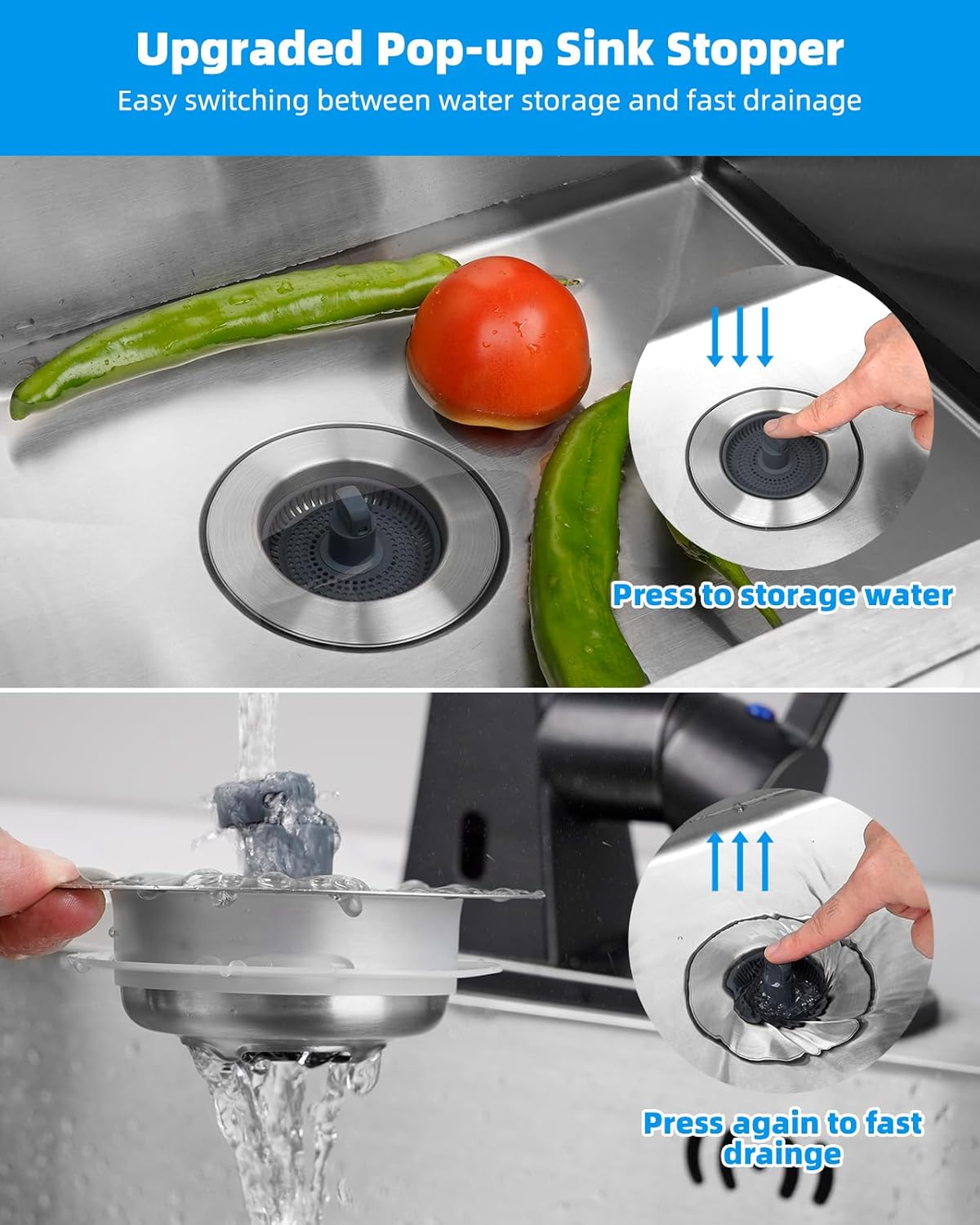 Upgraded 3 in 1 Bathroom and Kitchen Sink Drain Strainer - Image 8