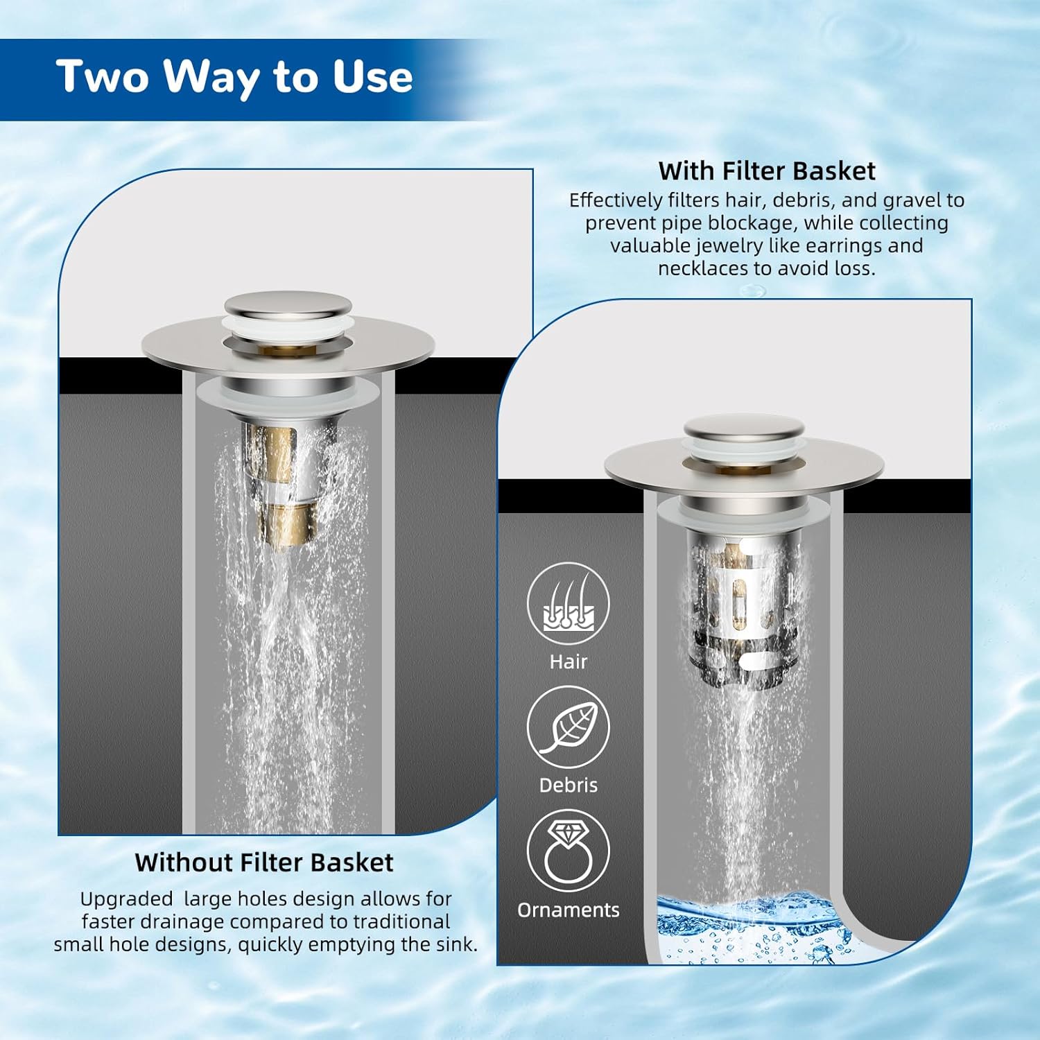 Upgraded 3 in 1 Bathroom and Kitchen Sink Drain Strainer - Image 4