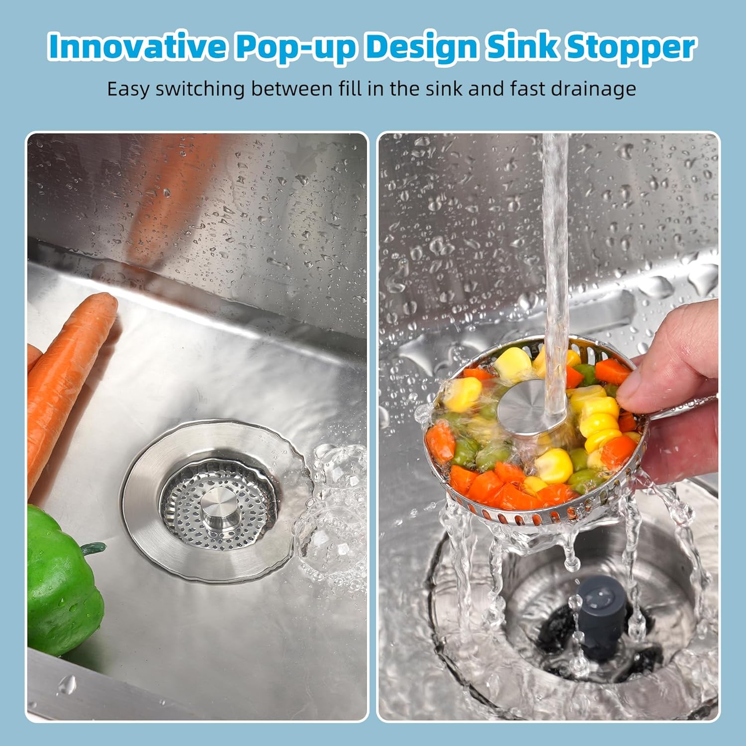 Upgraded 3 in 1 Bathroom and Kitchen Sink Drain Strainer - Image 7
