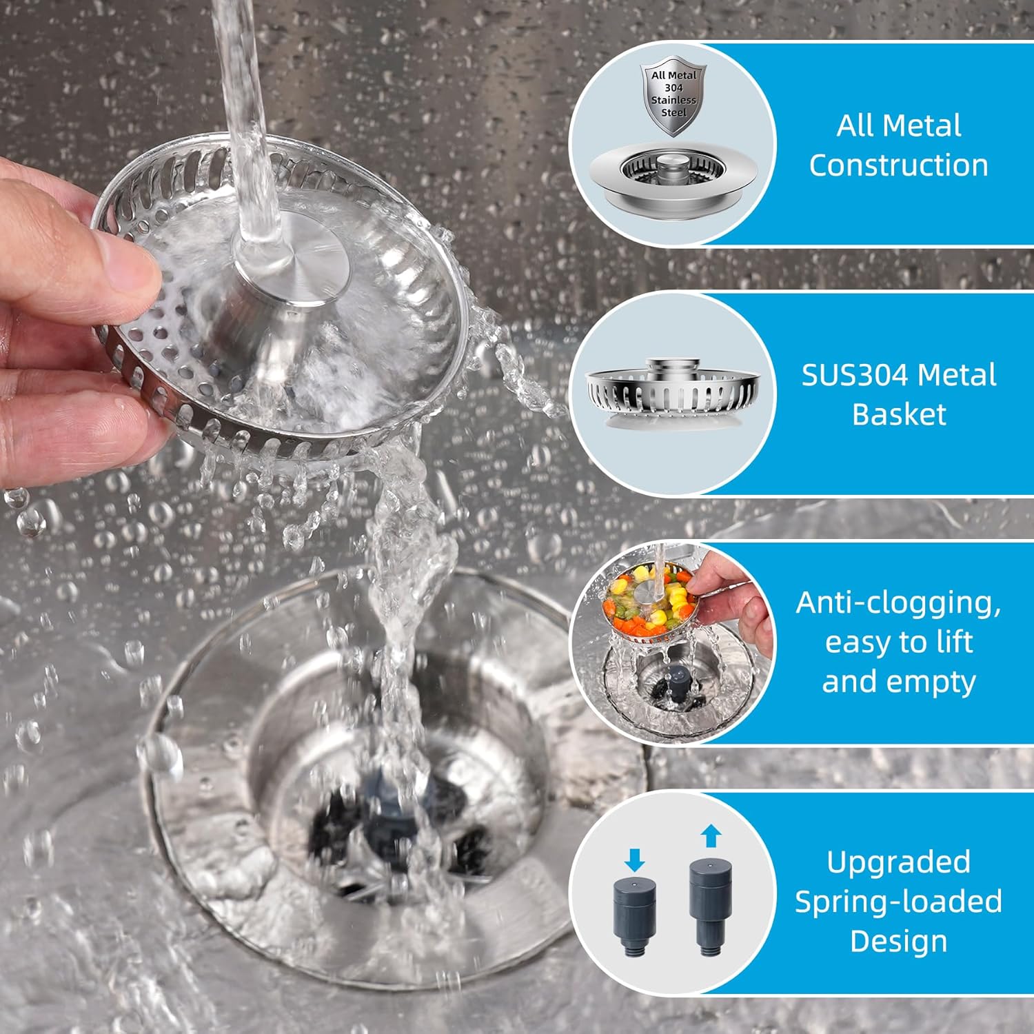 Upgraded 3 in 1 Bathroom and Kitchen Sink Drain Strainer - Image 8