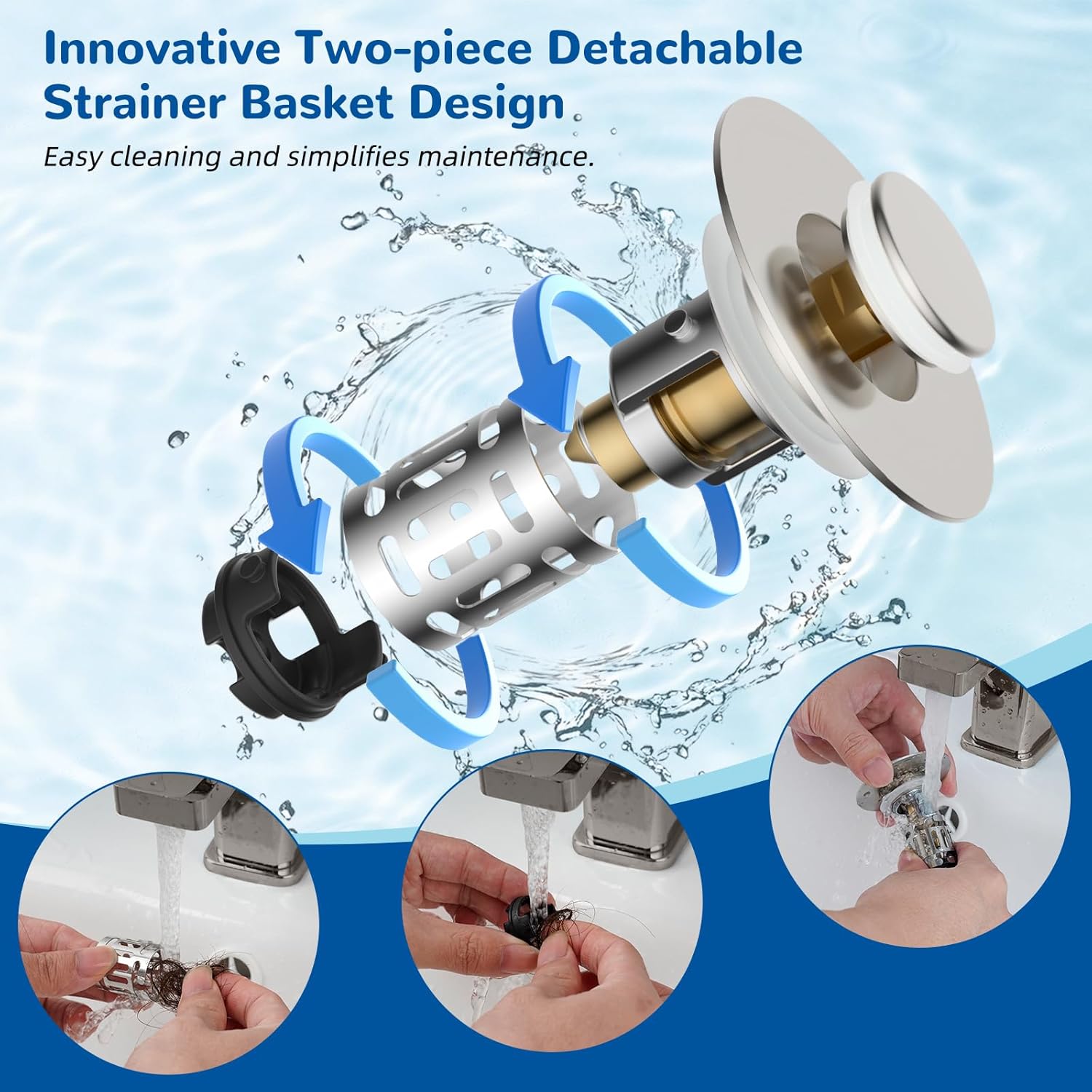 Upgraded 3 in 1 Bathroom and Kitchen Sink Drain Strainer - Image 5