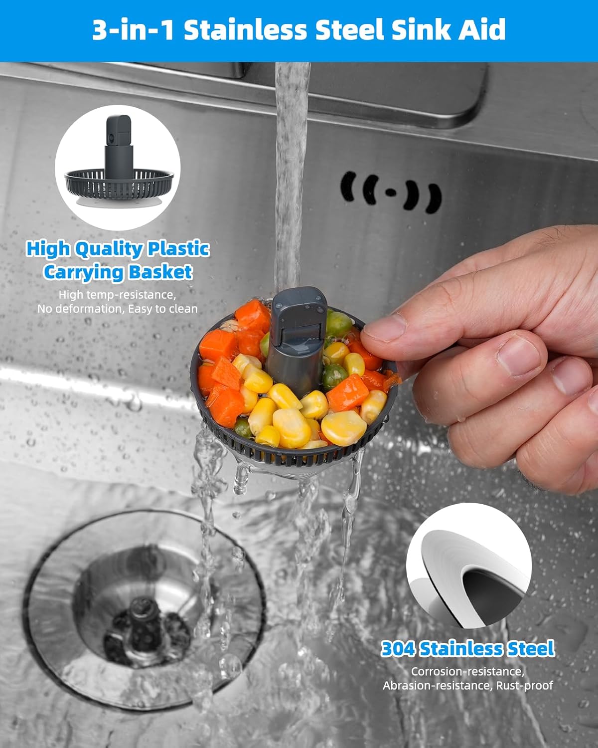 Upgraded 3 in 1 Bathroom and Kitchen Sink Drain Strainer - Image 7