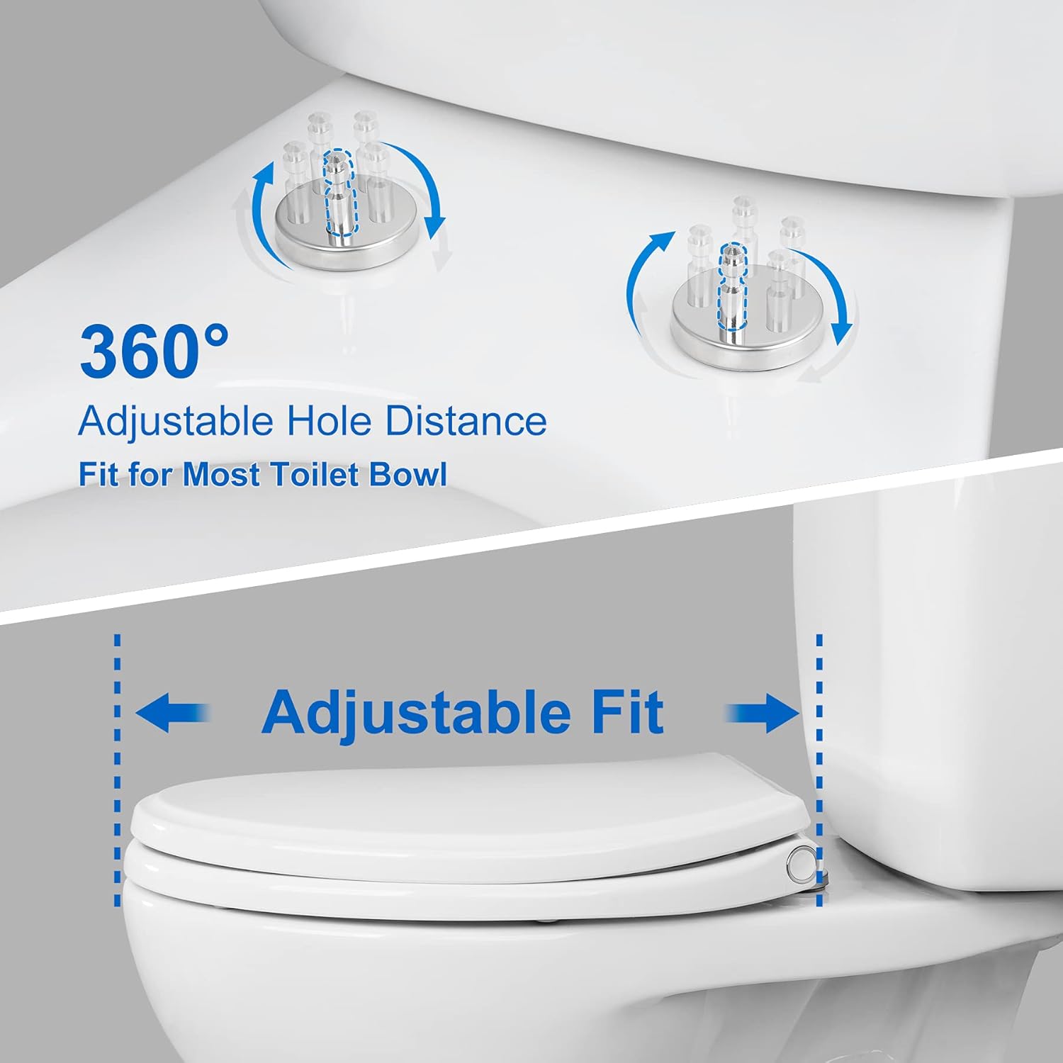 Premium Elongated Toilet Seat with Bidet T Adapter, Metal T Valve for Bidet(7/8” x 7/8” x 3/8”) - Image 3