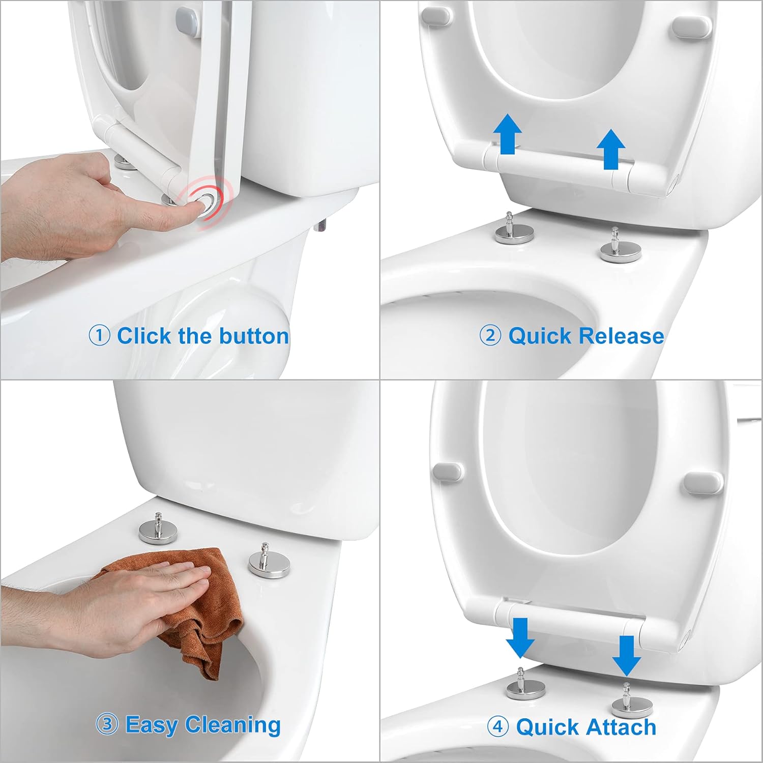 Premium Elongated Toilet Seat with Bidet T Adapter, Metal T Valve for Bidet(7/8” x 7/8” x 3/8”) - Image 6